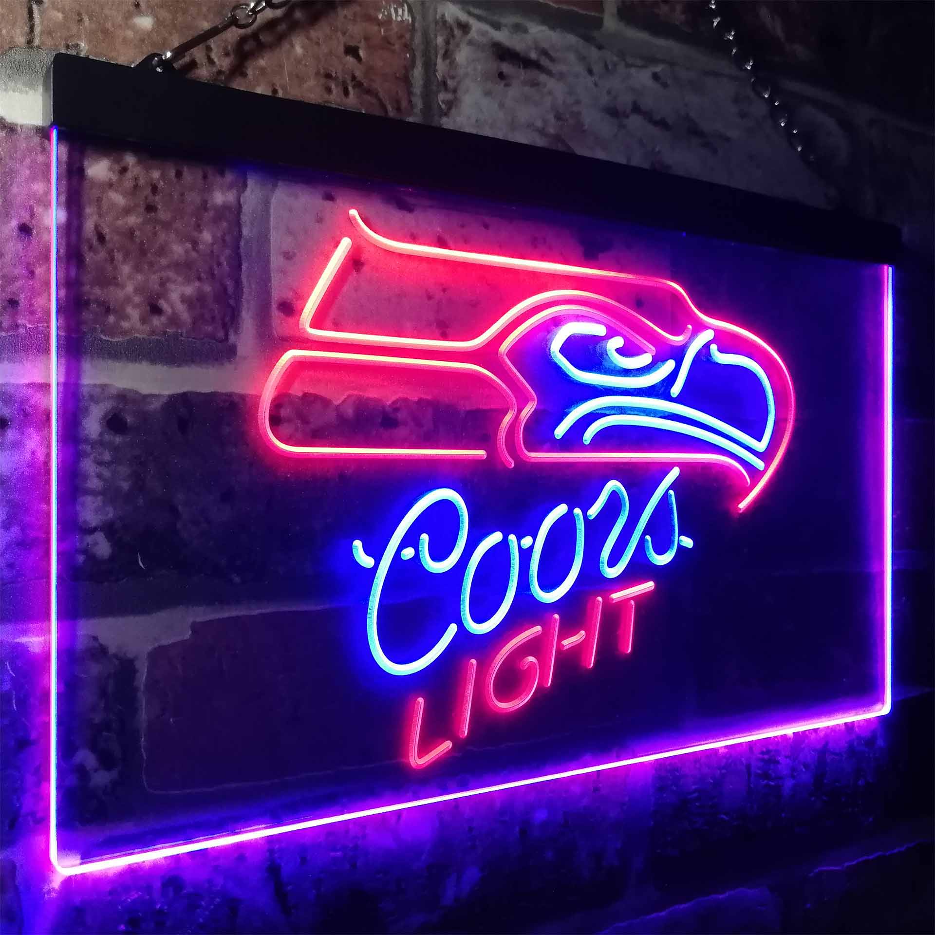 Seattle Seahawks Coors Light Man Cave Neon Sign