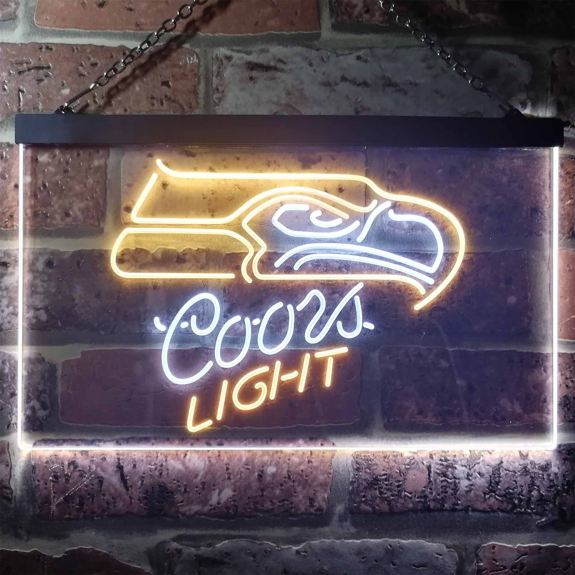 Seattle Seahawks Coors Light Man Cave Neon Sign