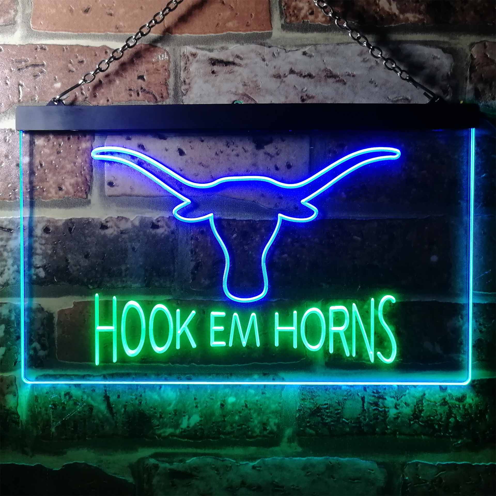 Hook Em Horns University of Texas Club Man Cave Neon Sign