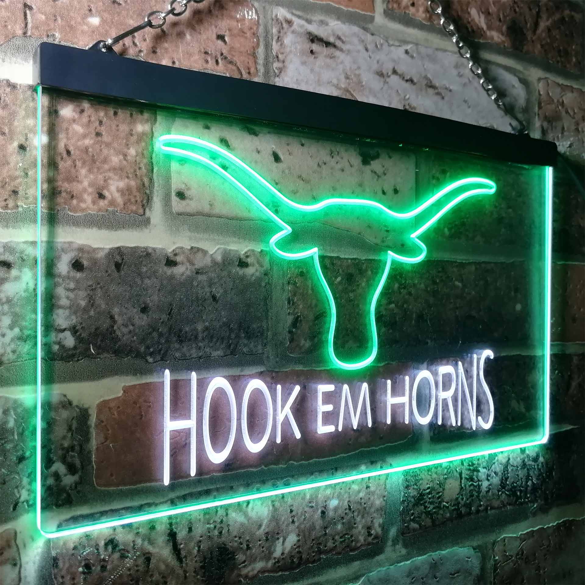Hook Em Horns University of Texas Club Man Cave Neon Sign