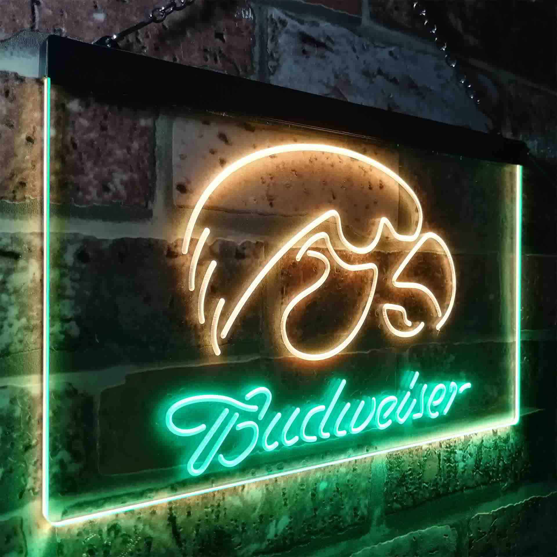 Budweiserss University Of Lowa Club Man Cave Neon Sign