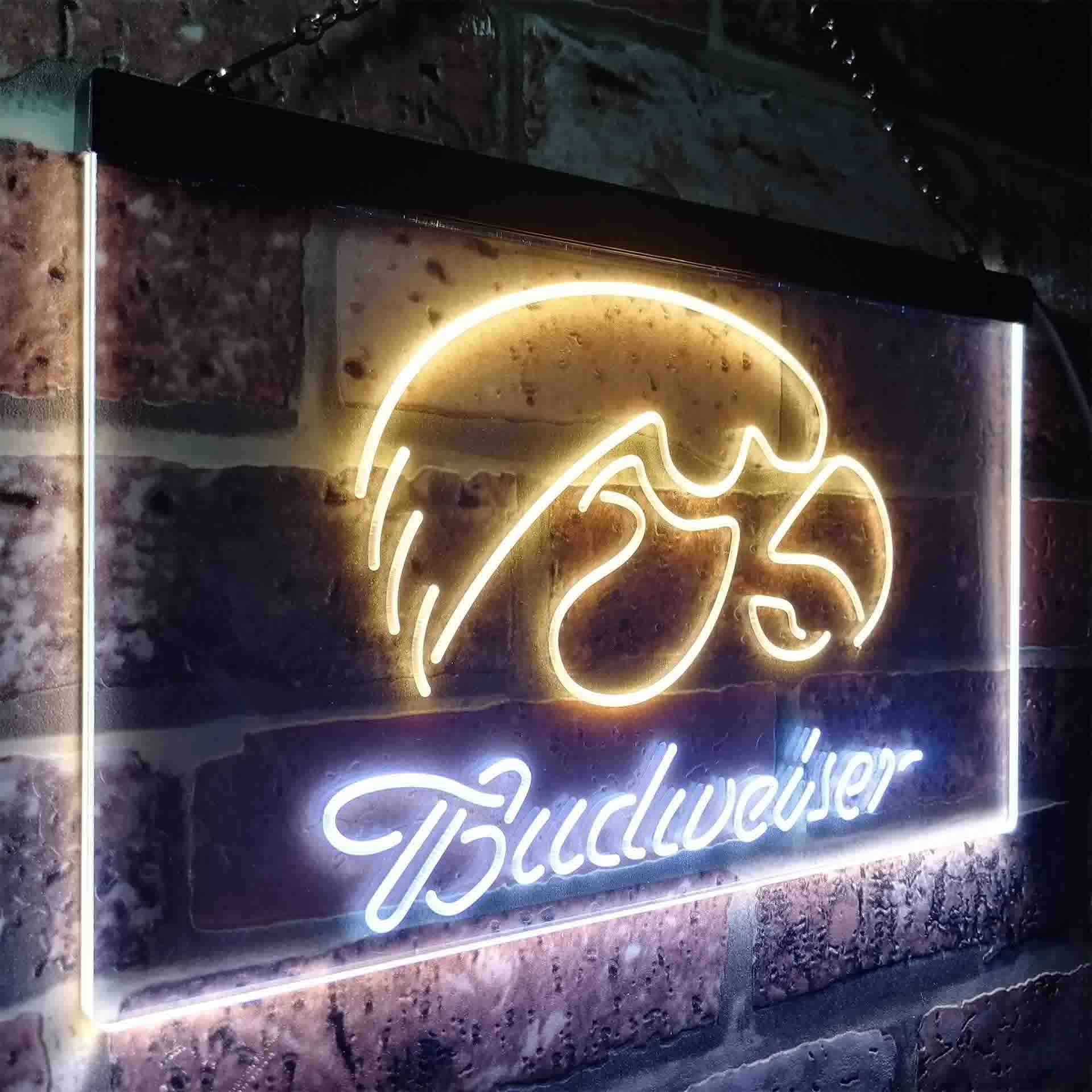 Budweiserss University Of Lowa Club Neon Light Up Sign Wall Decor