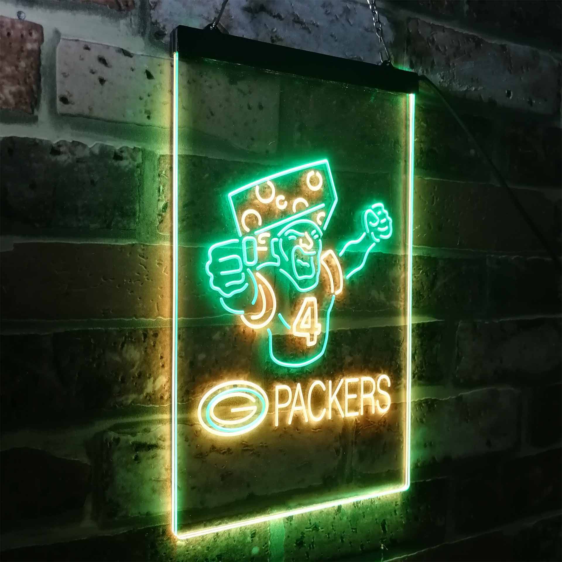 Green Bay Packer #4 Brett Favre Man Cave Neon Sign