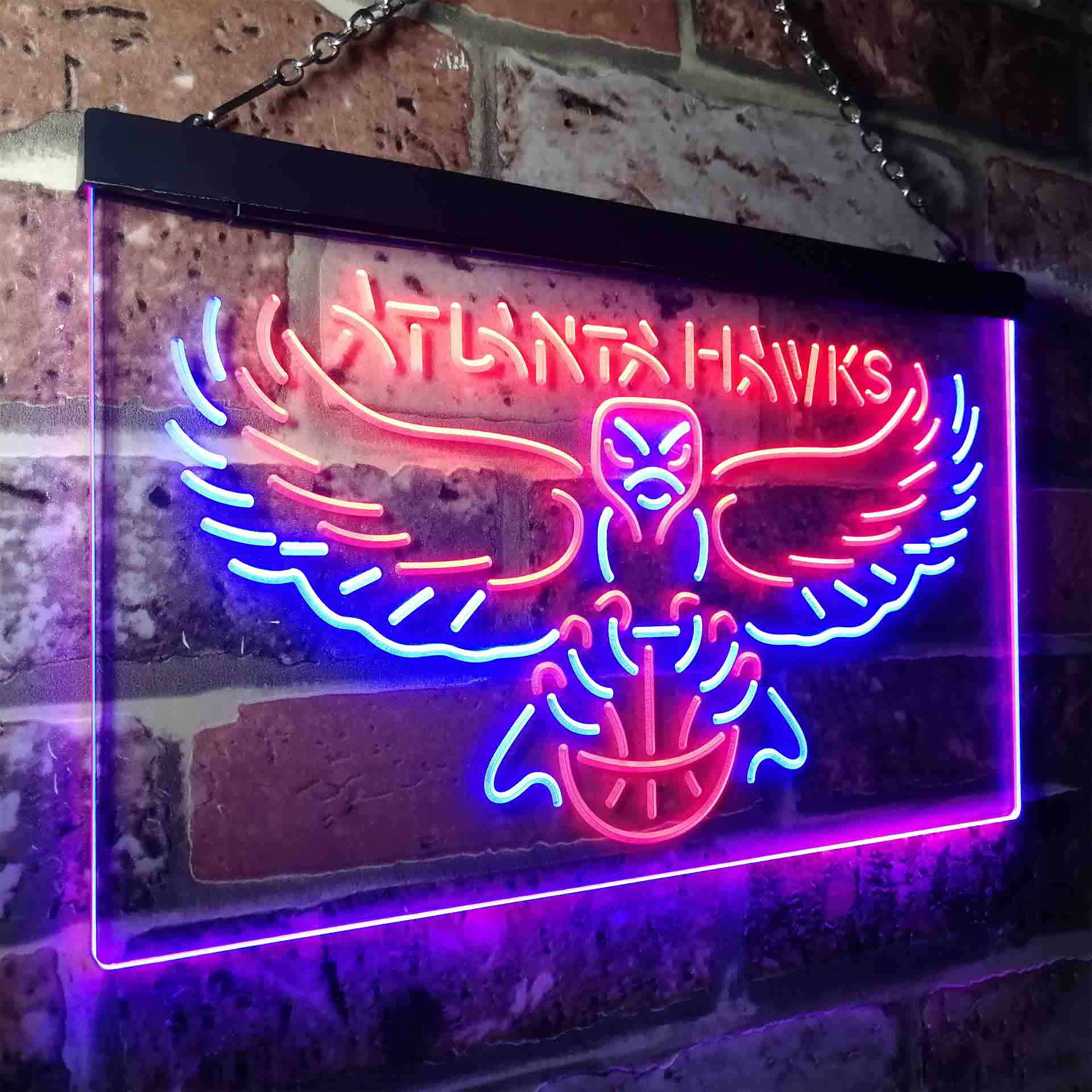 Baseball Club Atlanta League Hawks LED Neon Sign - White + Green