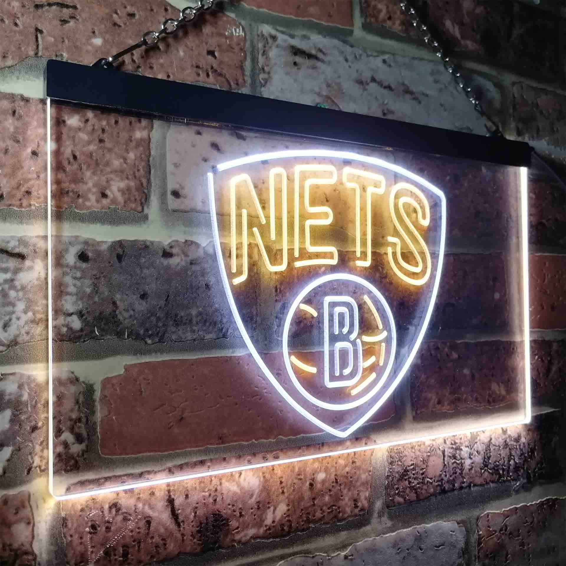 Basketball Brooklyns League Club Nets Neon Light Up Sign Wall Decor