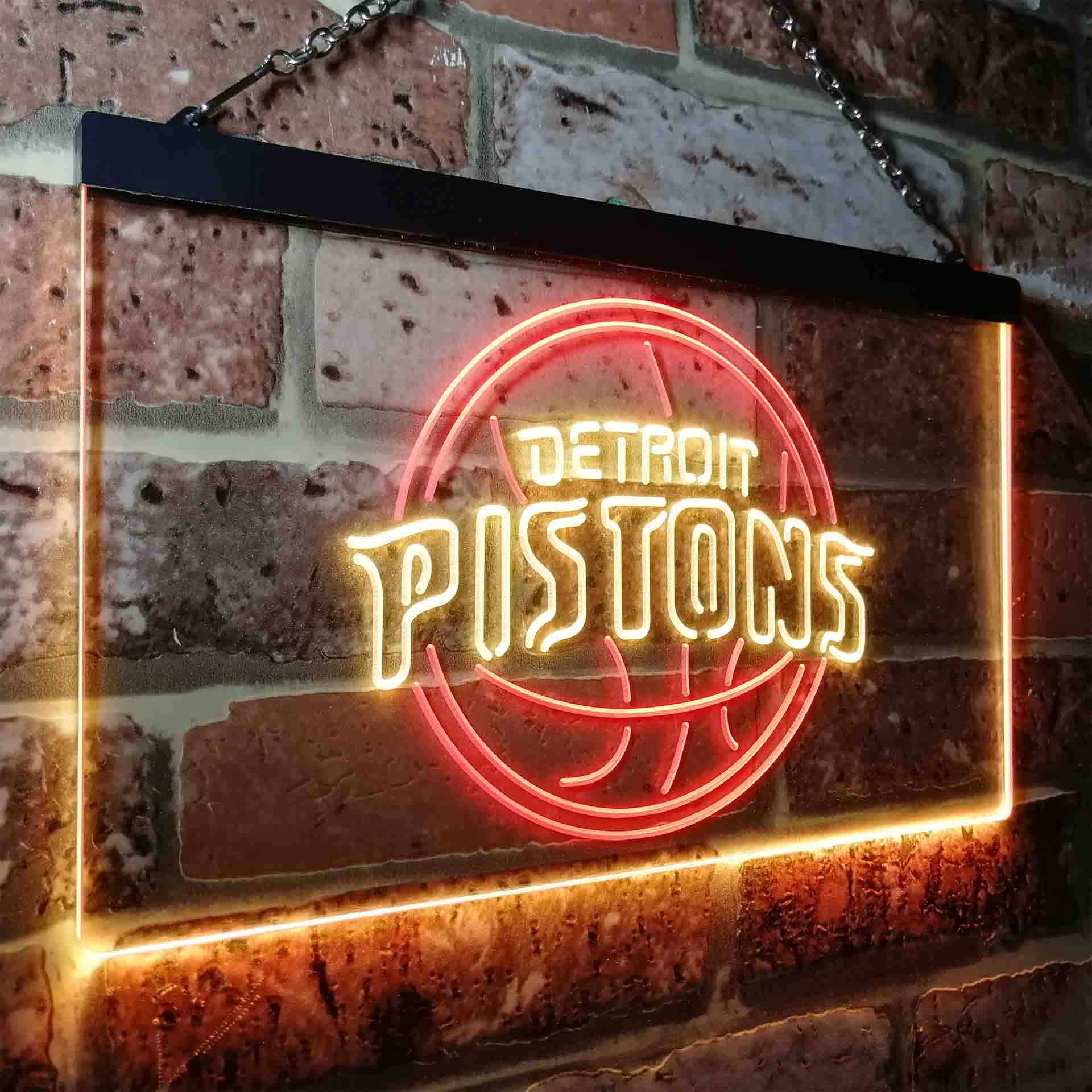 Basketball Detroits League Club Pistonss Man Cave Neon Sign