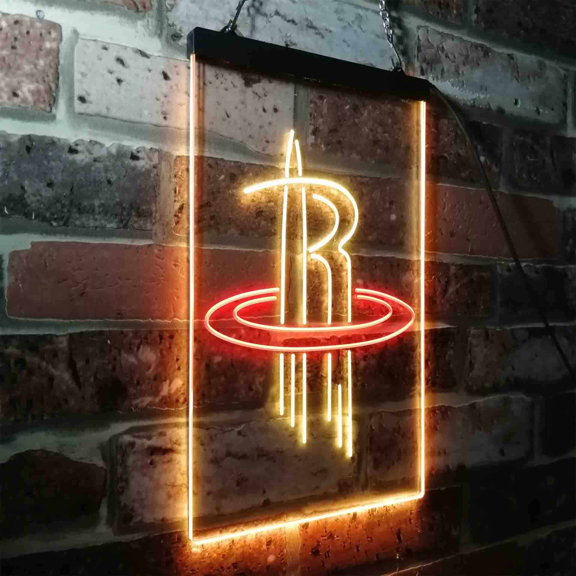 Led Houston Rockets Logo Houstons League Club Rockets Neon Sign - LED LAB CAVE