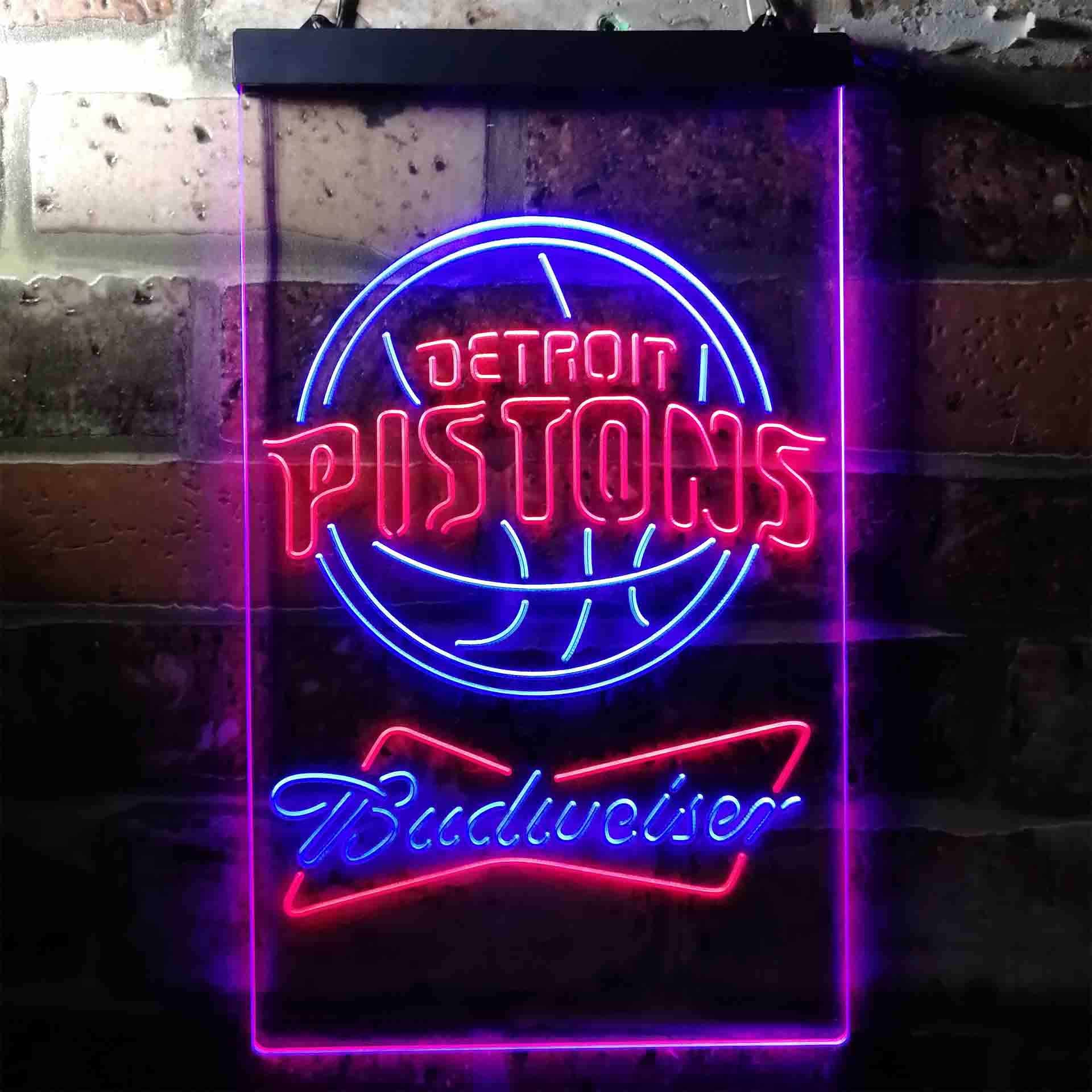 Detroit Pistons NBA Budweiser Neon LED Sign