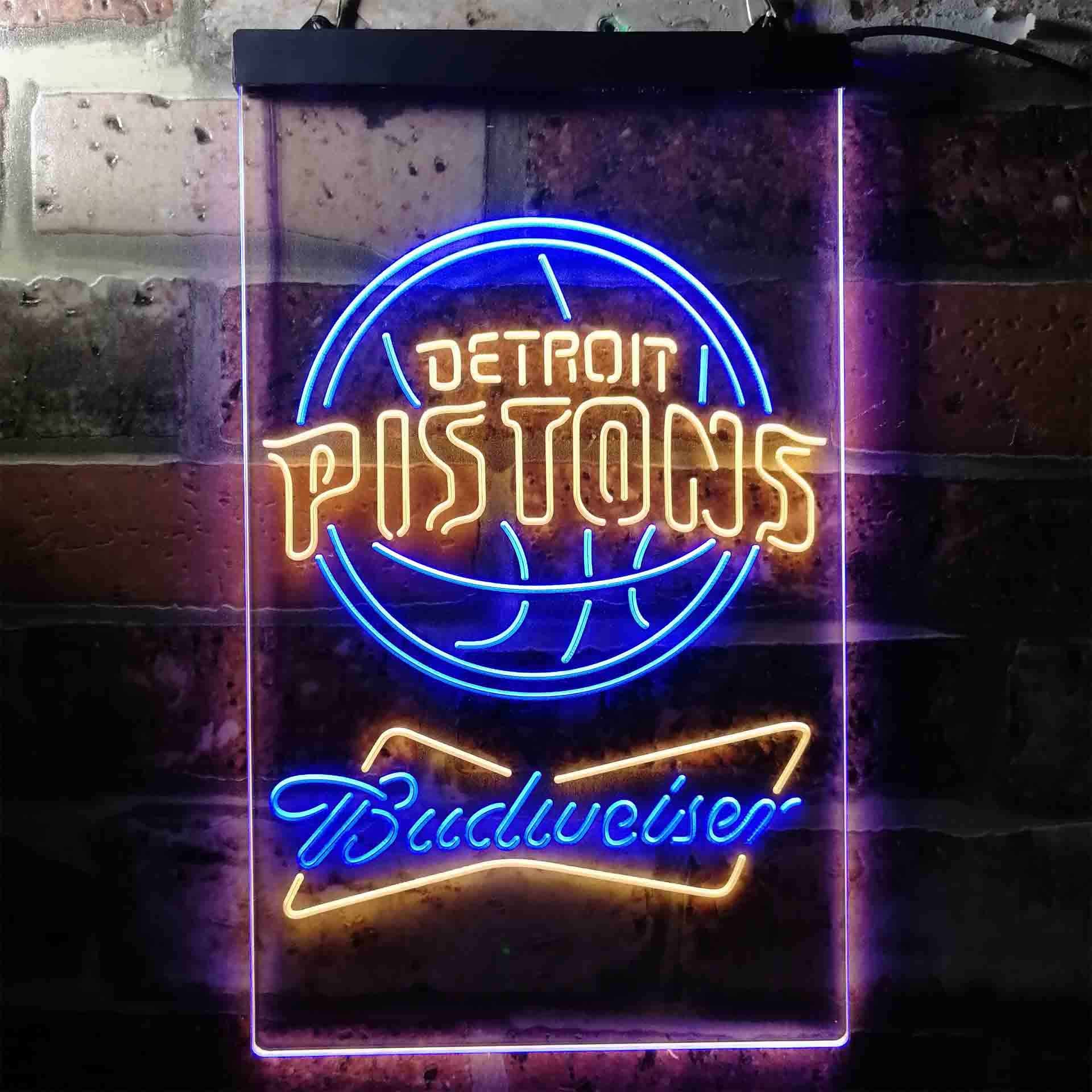 Detroit Pistons NBA Budweiser Neon LED Sign