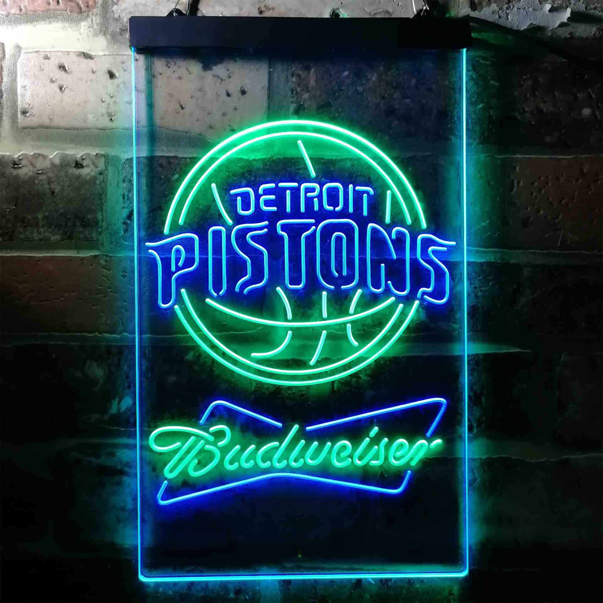 Detroit Pistons NBA Budweiser Neon LED Sign