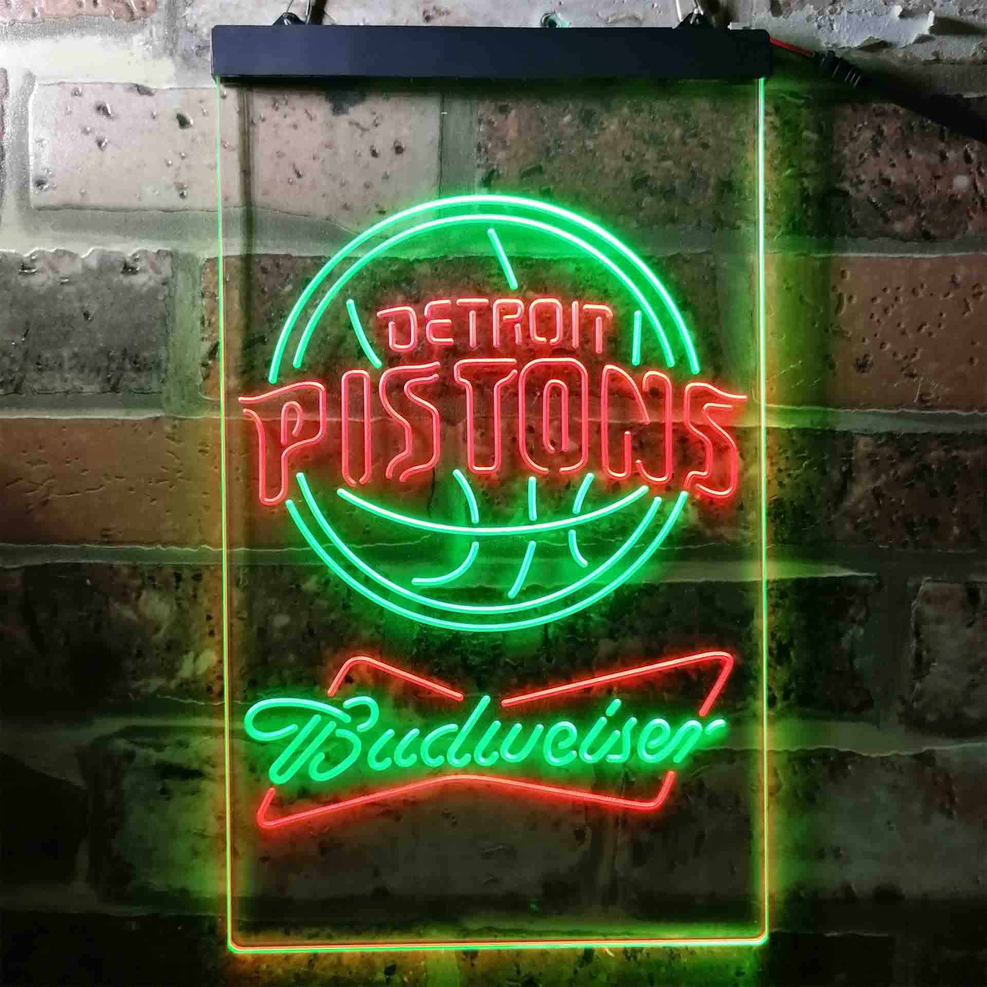 Detroit Pistons NBA Budweiser Neon LED Sign