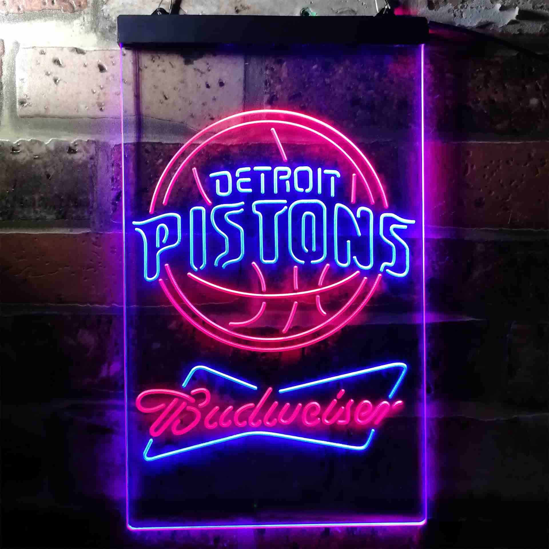 Detroit Pistons NBA Budweiser Neon LED Sign