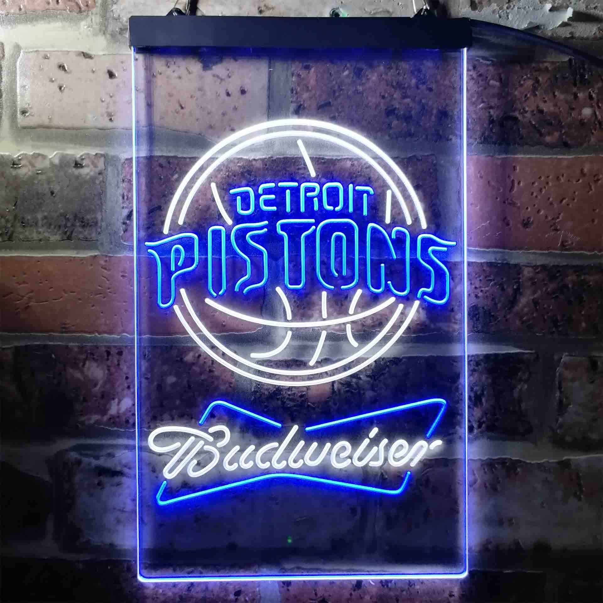 Detroit Pistons NBA Budweiser Neon LED Sign