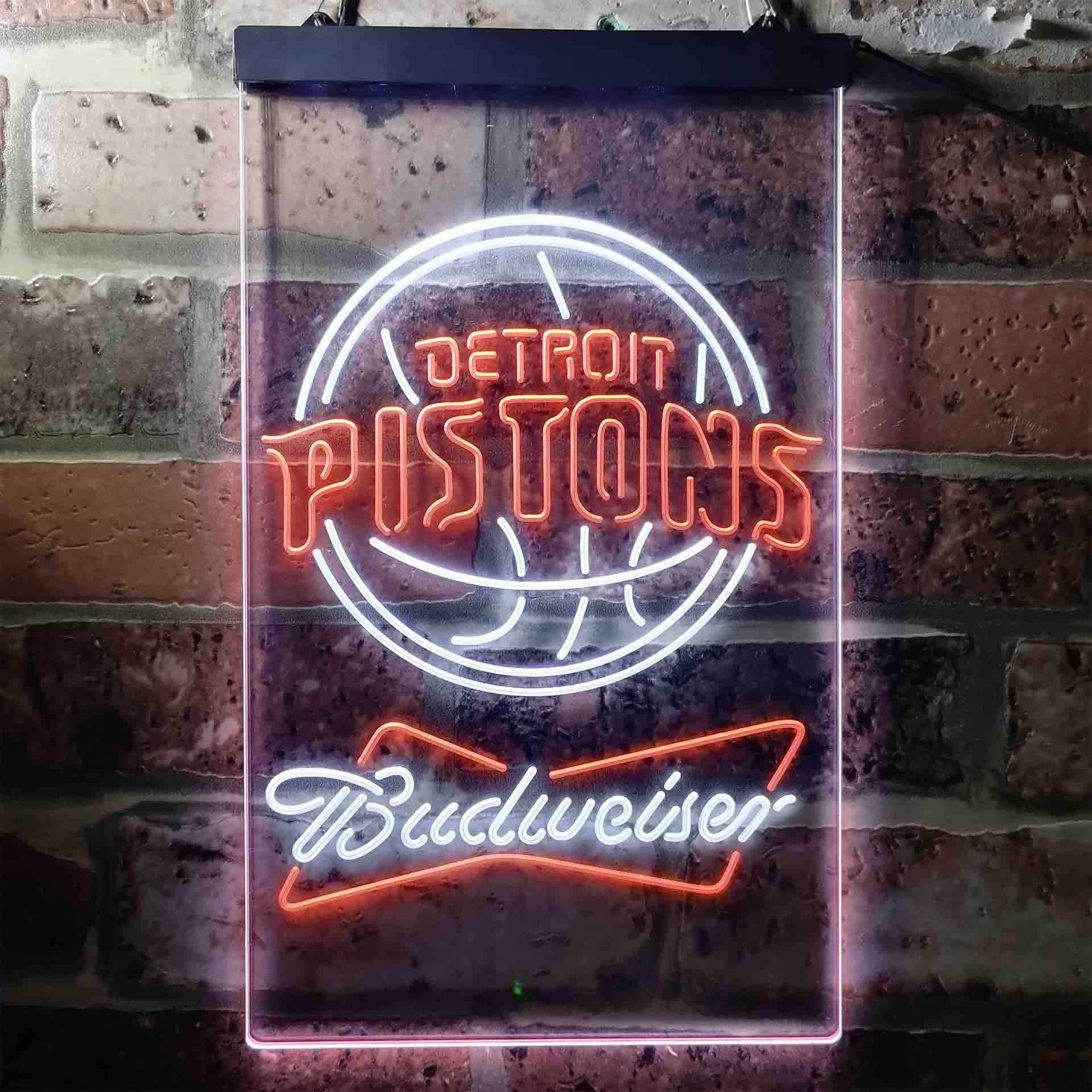 Detroit Pistons NBA Budweiser Neon LED Sign