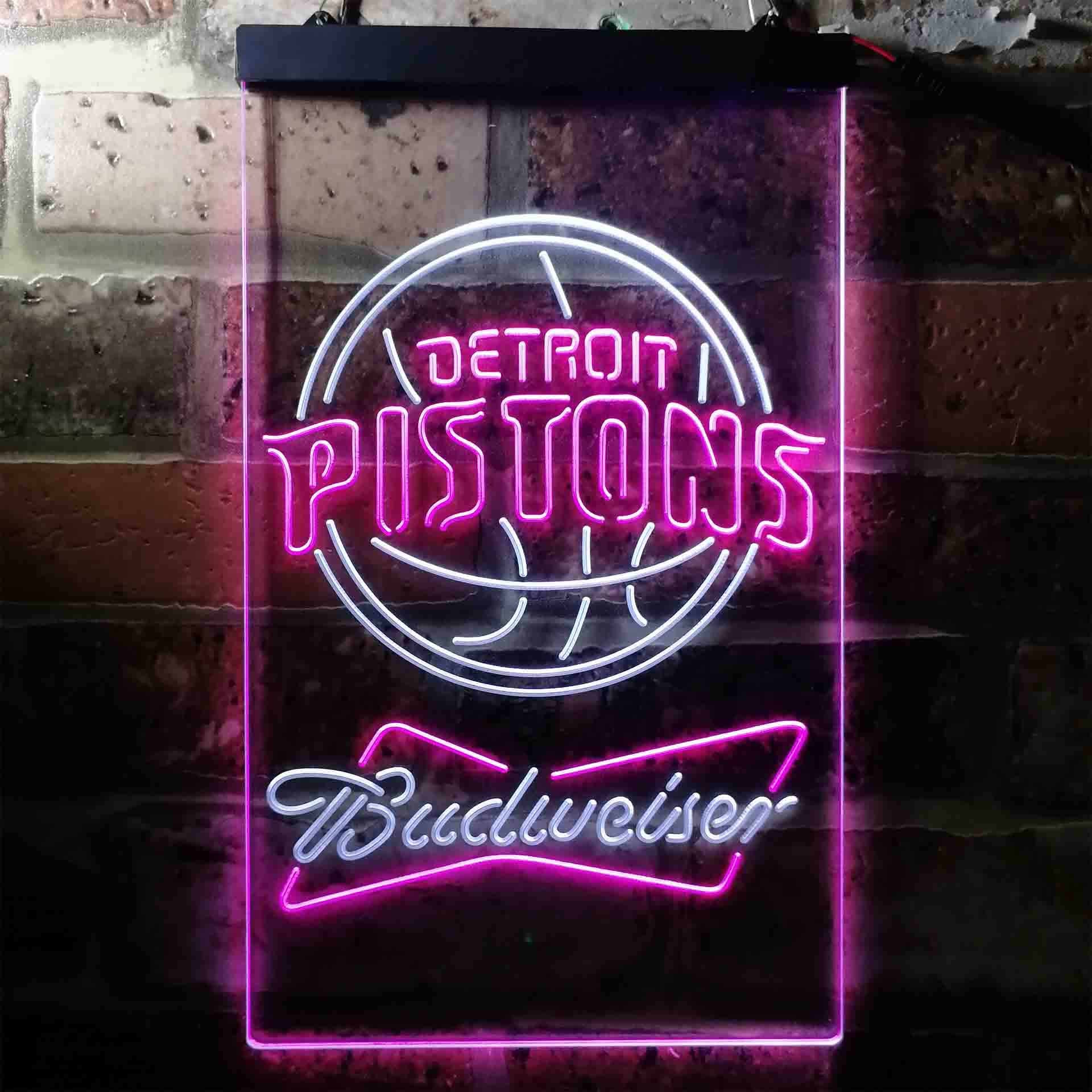 Detroit Pistons NBA Budweiser Neon LED Sign