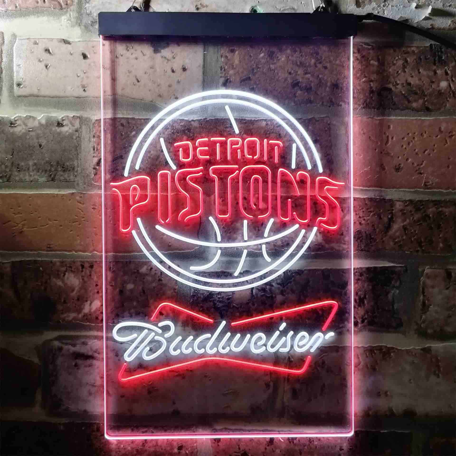 Detroit Pistons NBA Budweiser Neon LED Sign