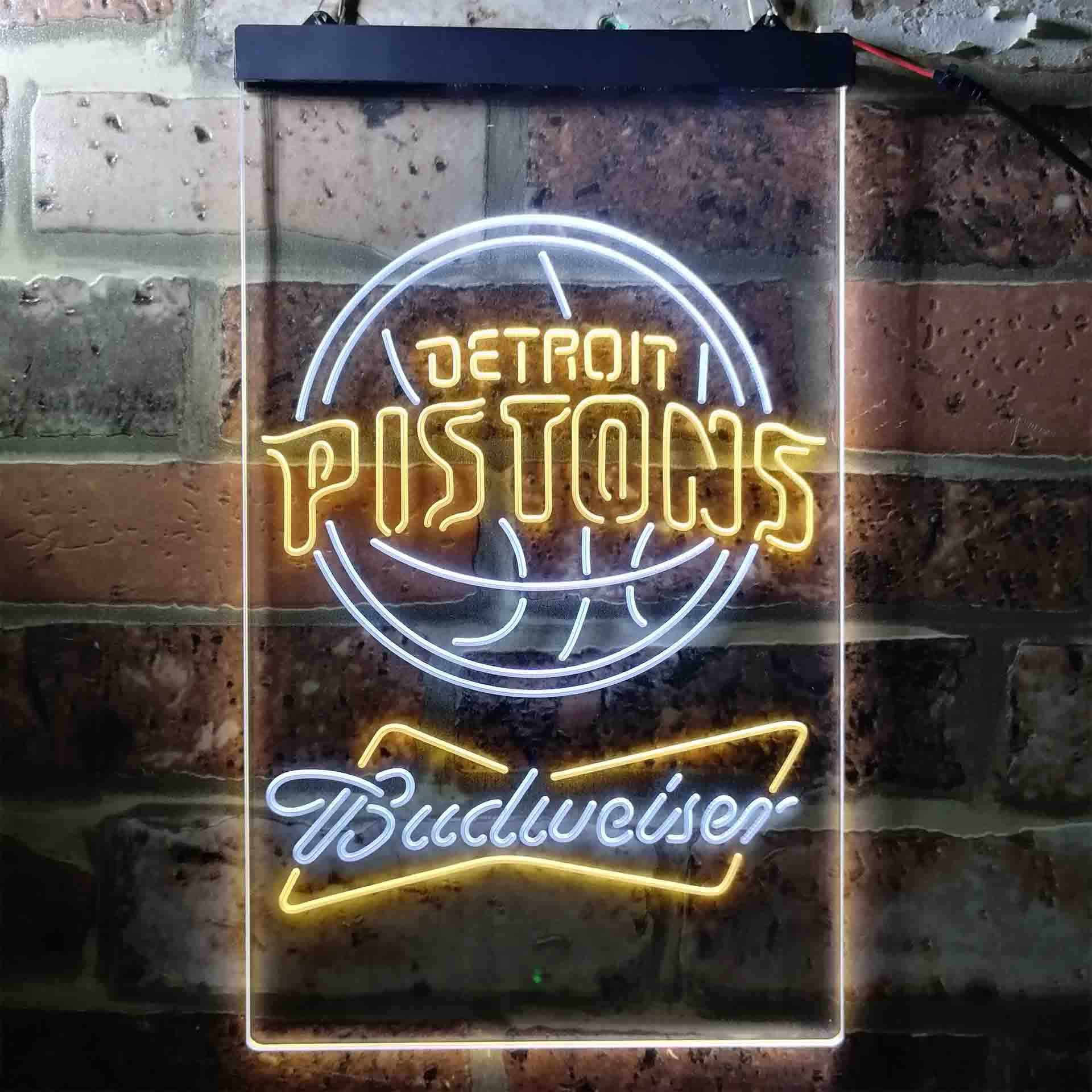 Detroit Pistons NBA Budweiser Neon LED Sign