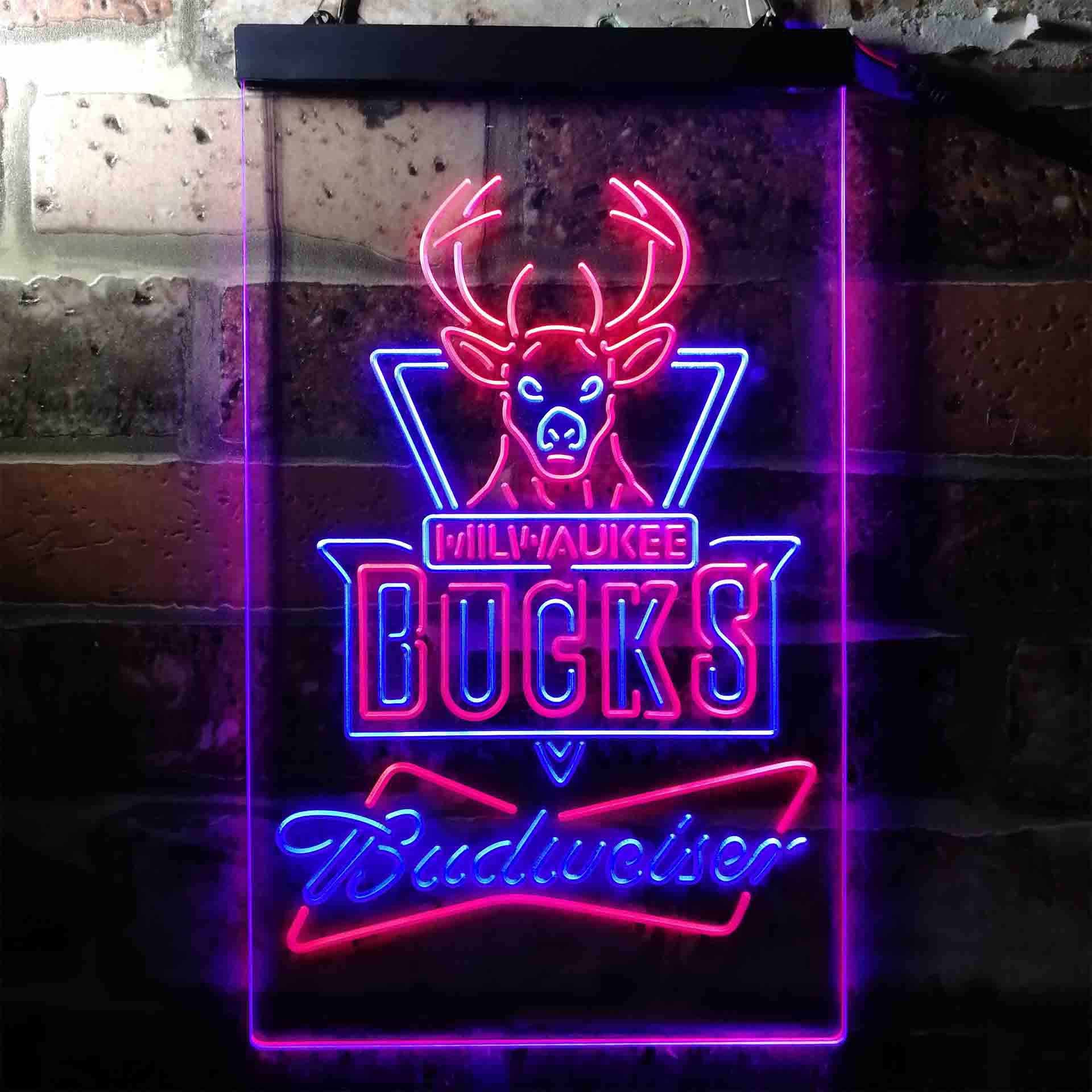 Milwaukee Bucks NBA Budweiser Neon LED Sign