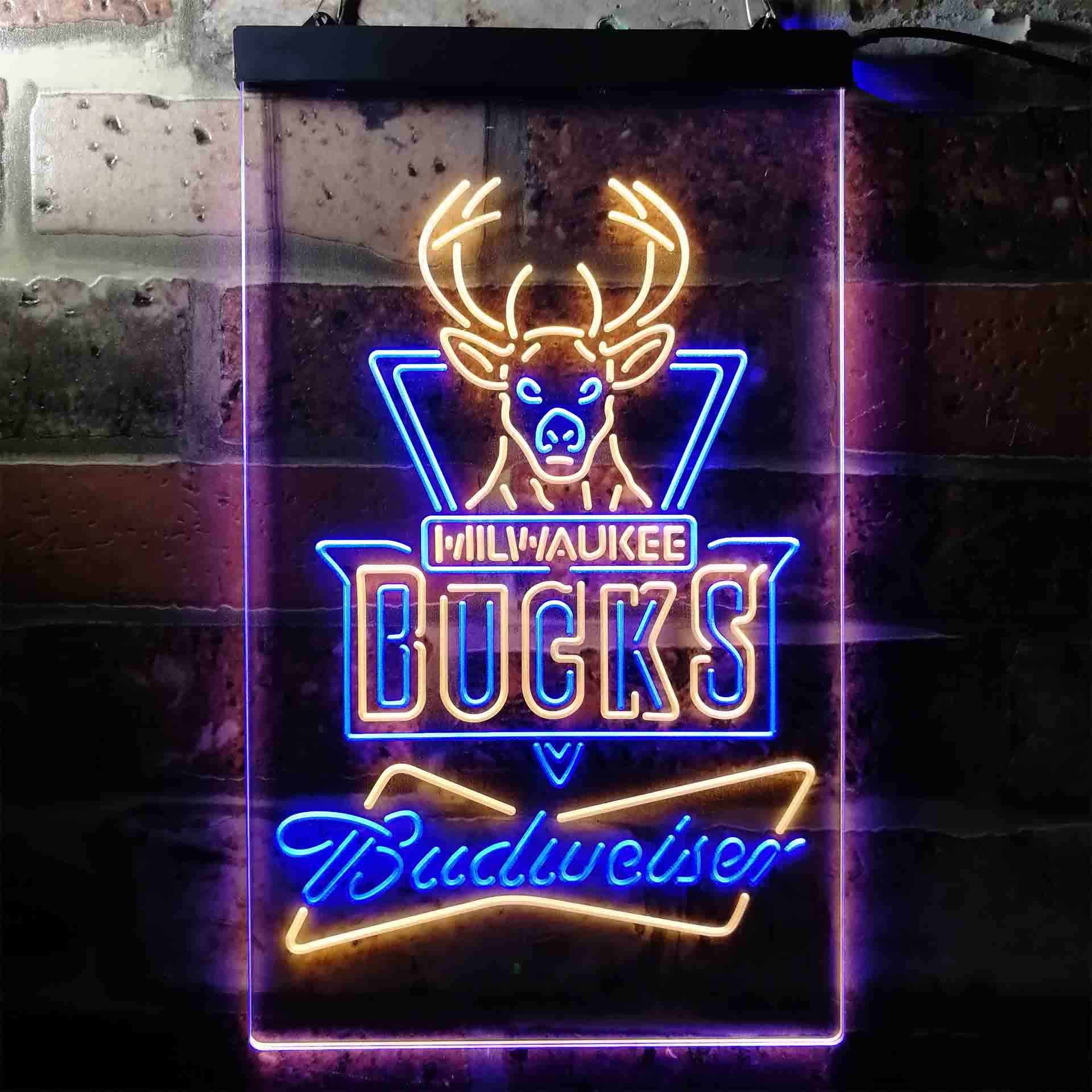 Milwaukee Bucks NBA Budweiser Neon LED Sign