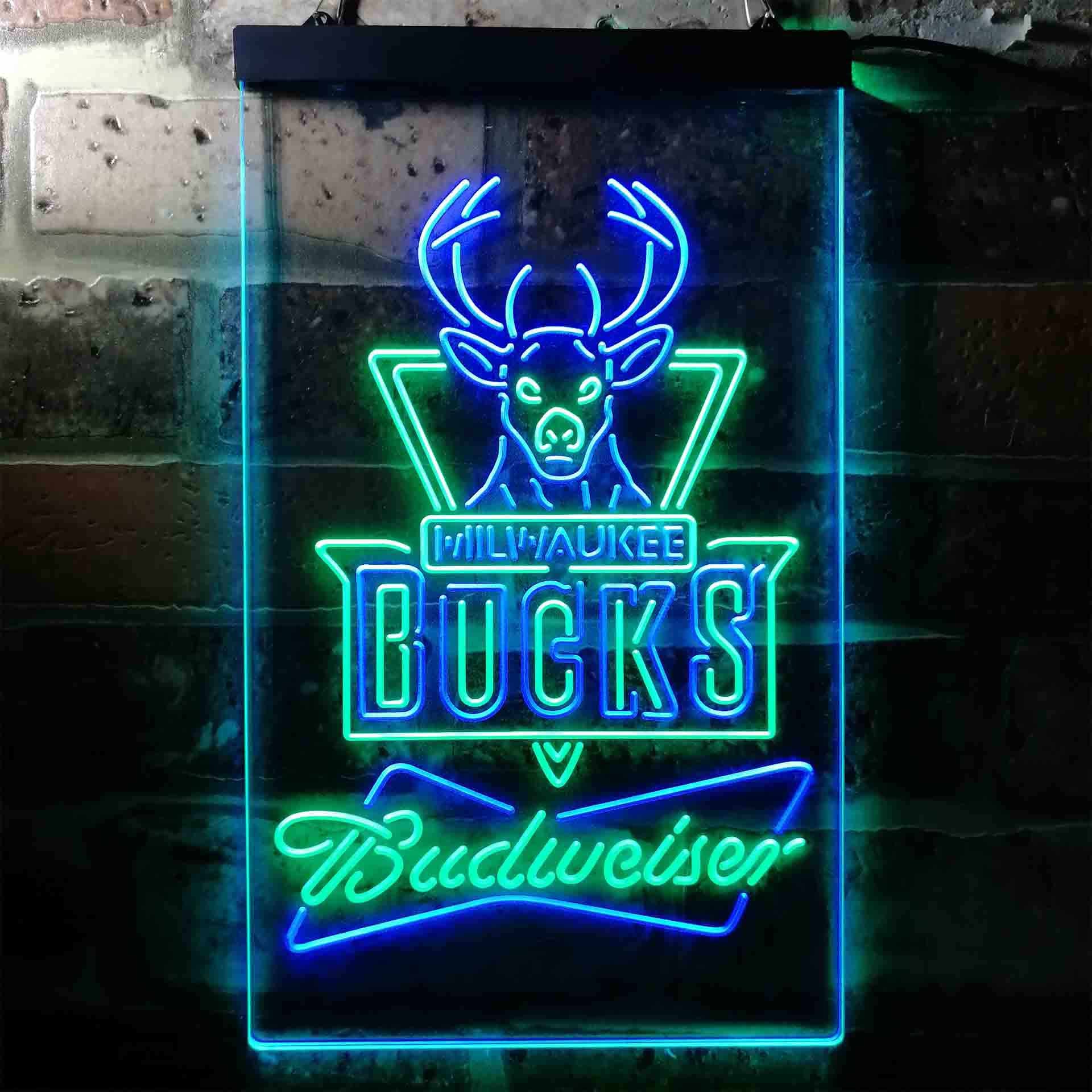 Milwaukee Bucks NBA Budweiser Neon LED Sign