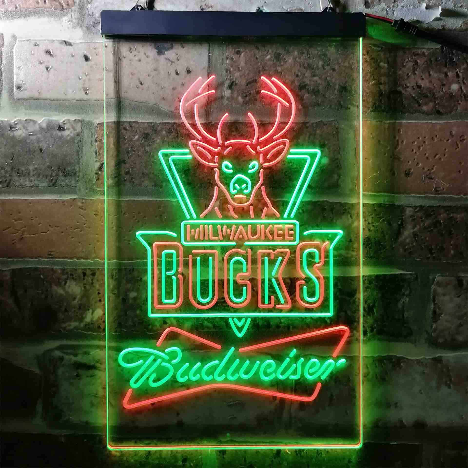 Milwaukee Bucks NBA Budweiser Neon LED Sign