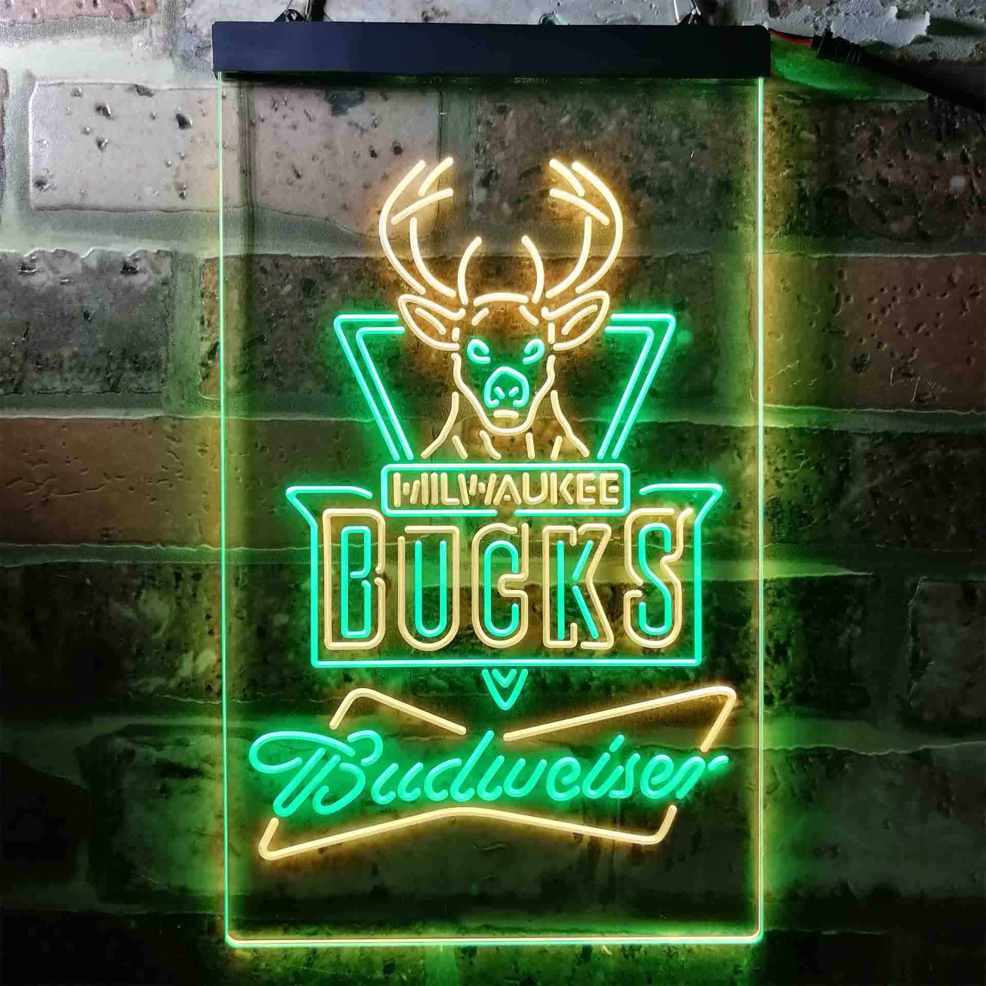 Milwaukee Bucks NBA Budweiser Neon LED Sign