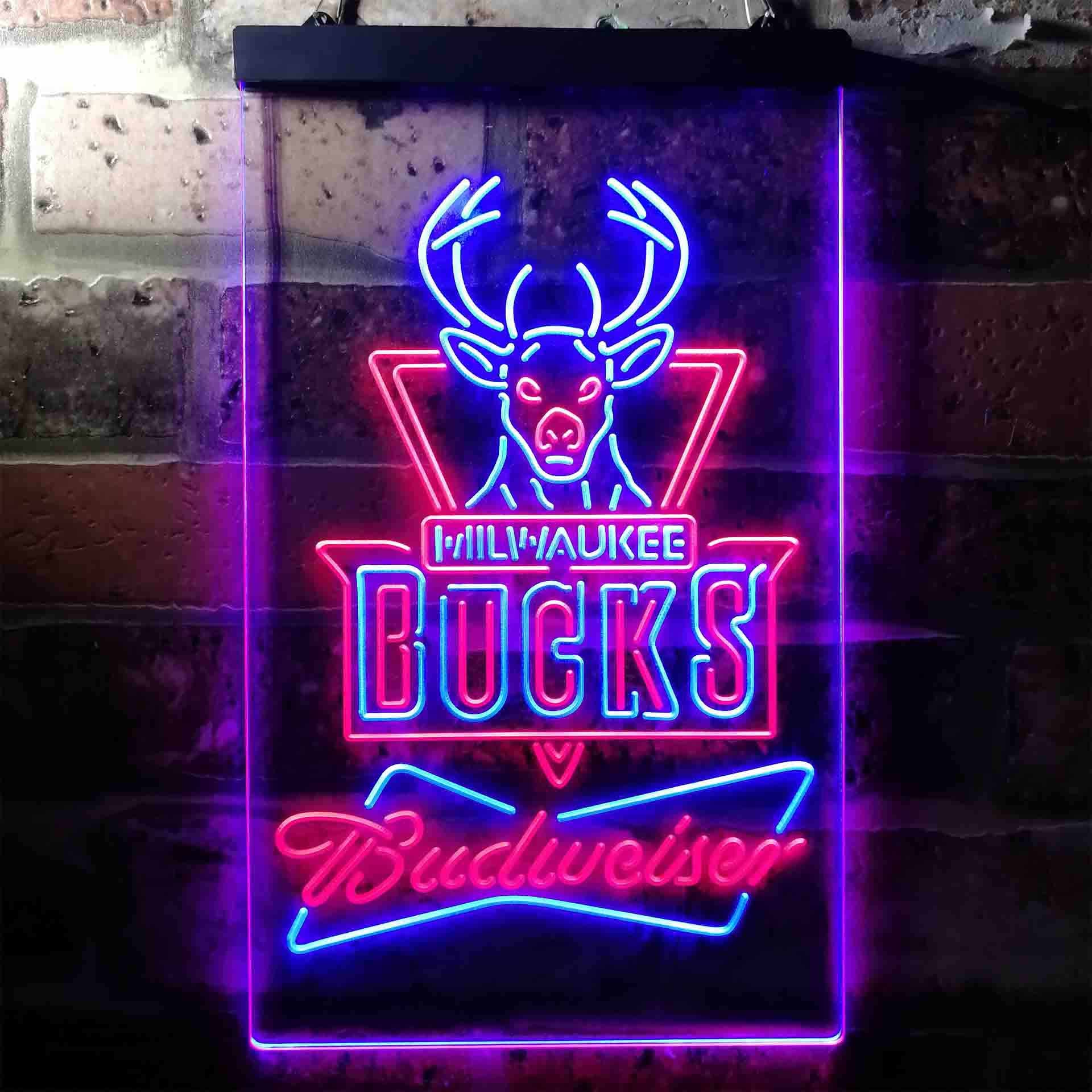 Milwaukee Bucks NBA Budweiser Neon LED Sign