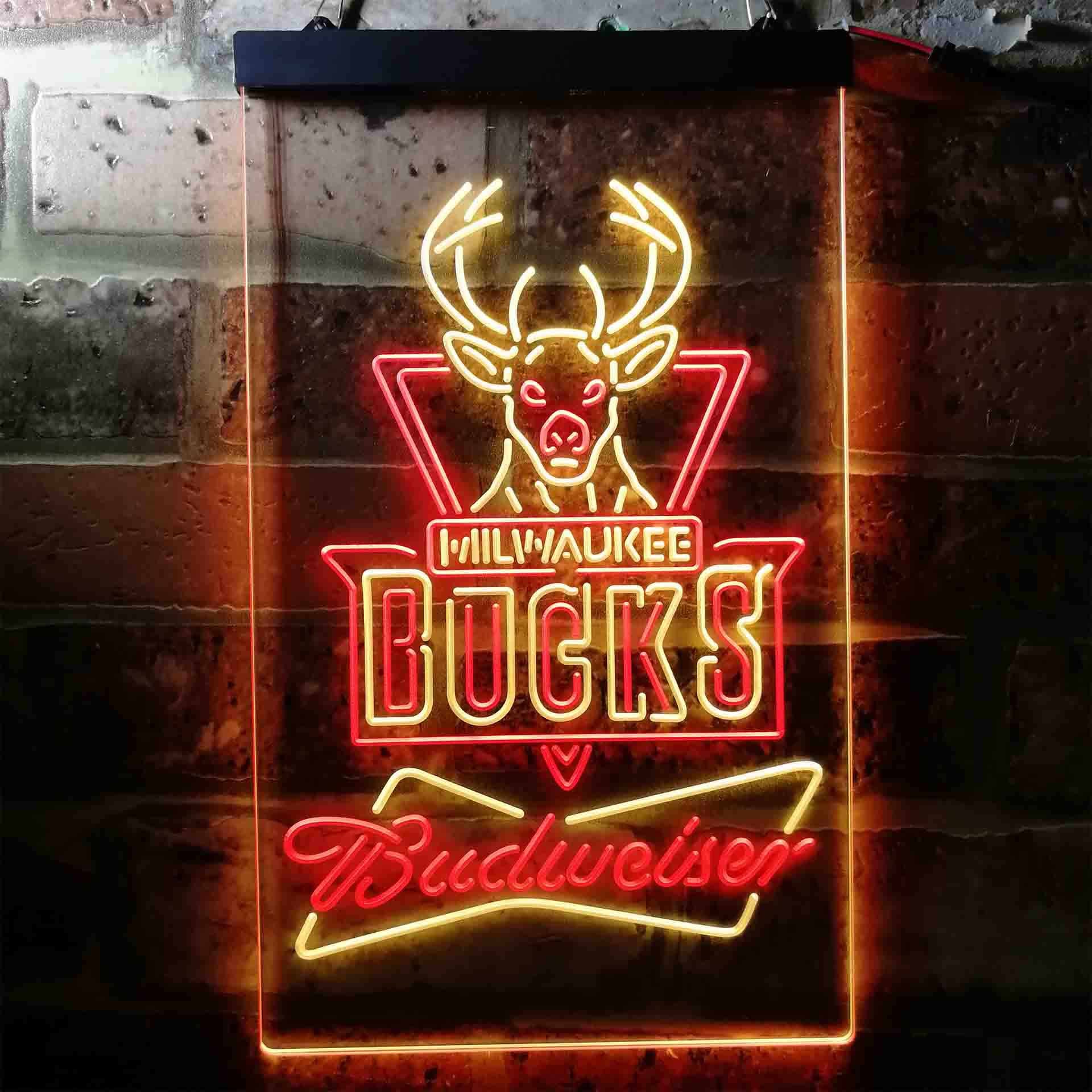 Milwaukee Bucks NBA Budweiser Neon LED Sign