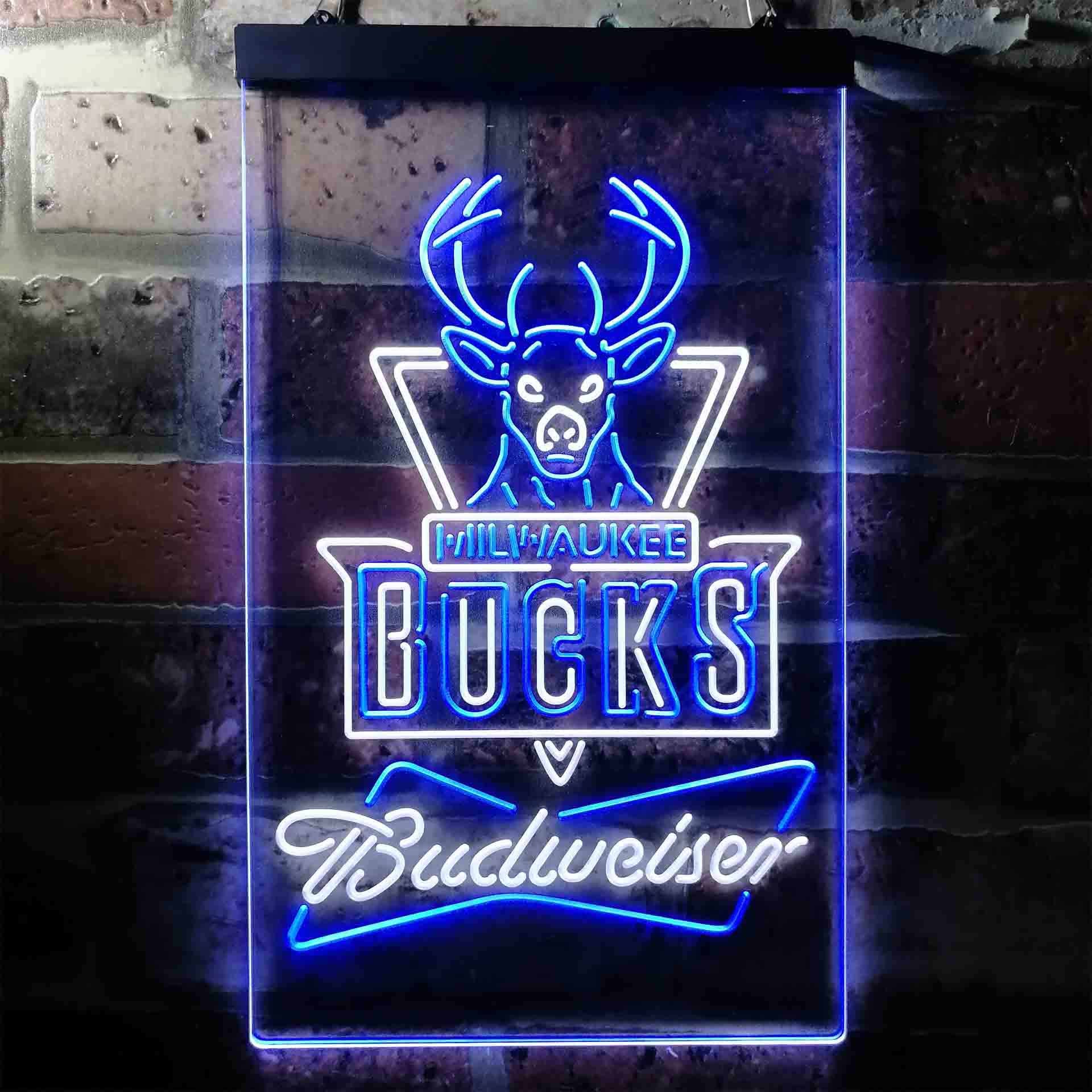 Milwaukee Bucks NBA Budweiser Neon LED Sign