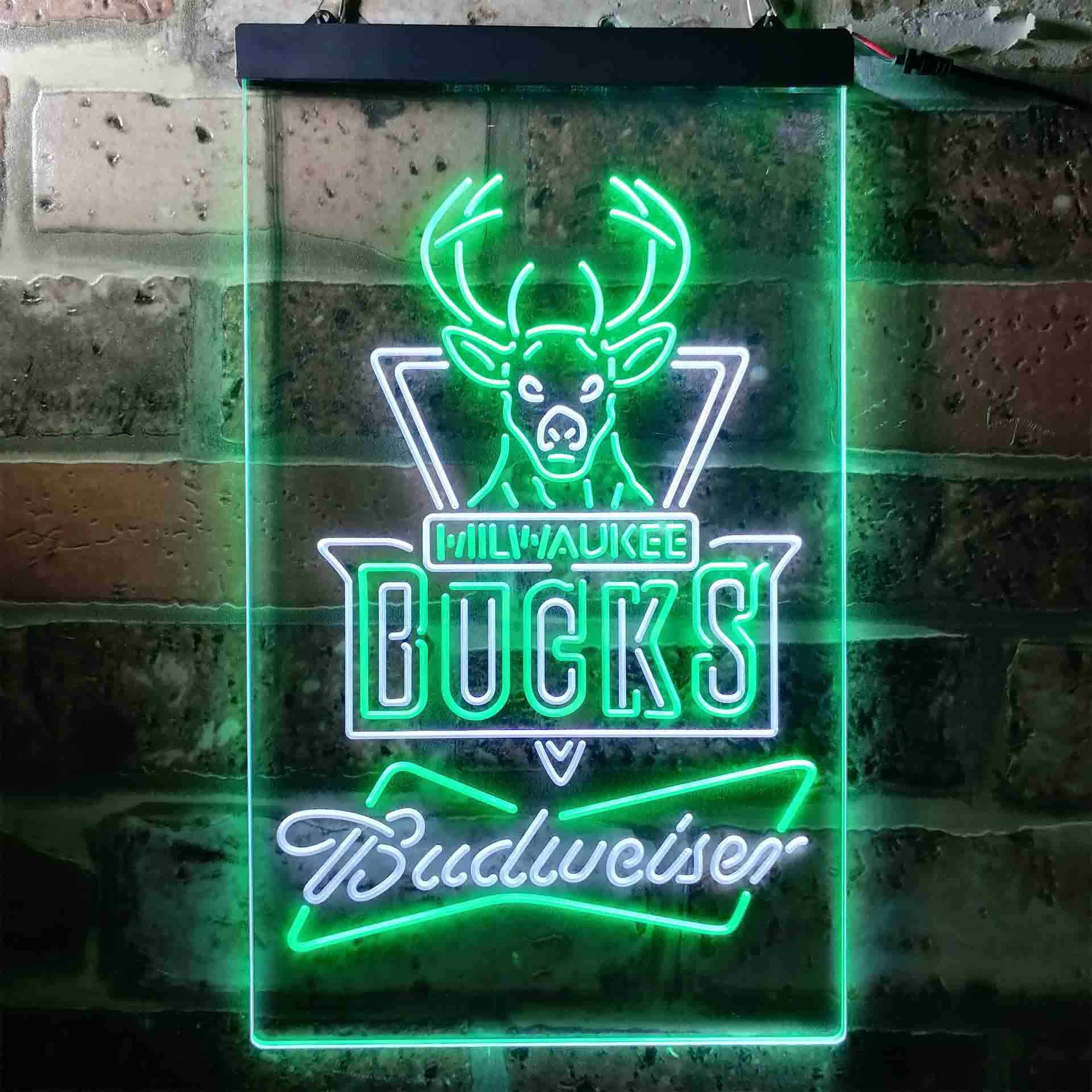 Milwaukee Bucks NBA Budweiser Neon LED Sign