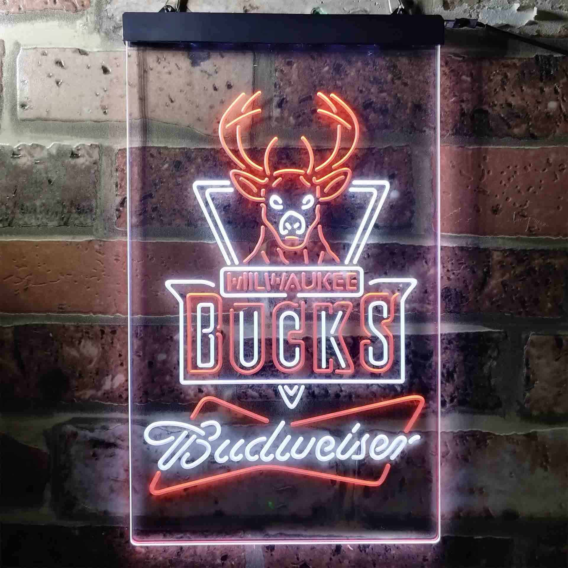 Milwaukee Bucks NBA Budweiser Neon LED Sign