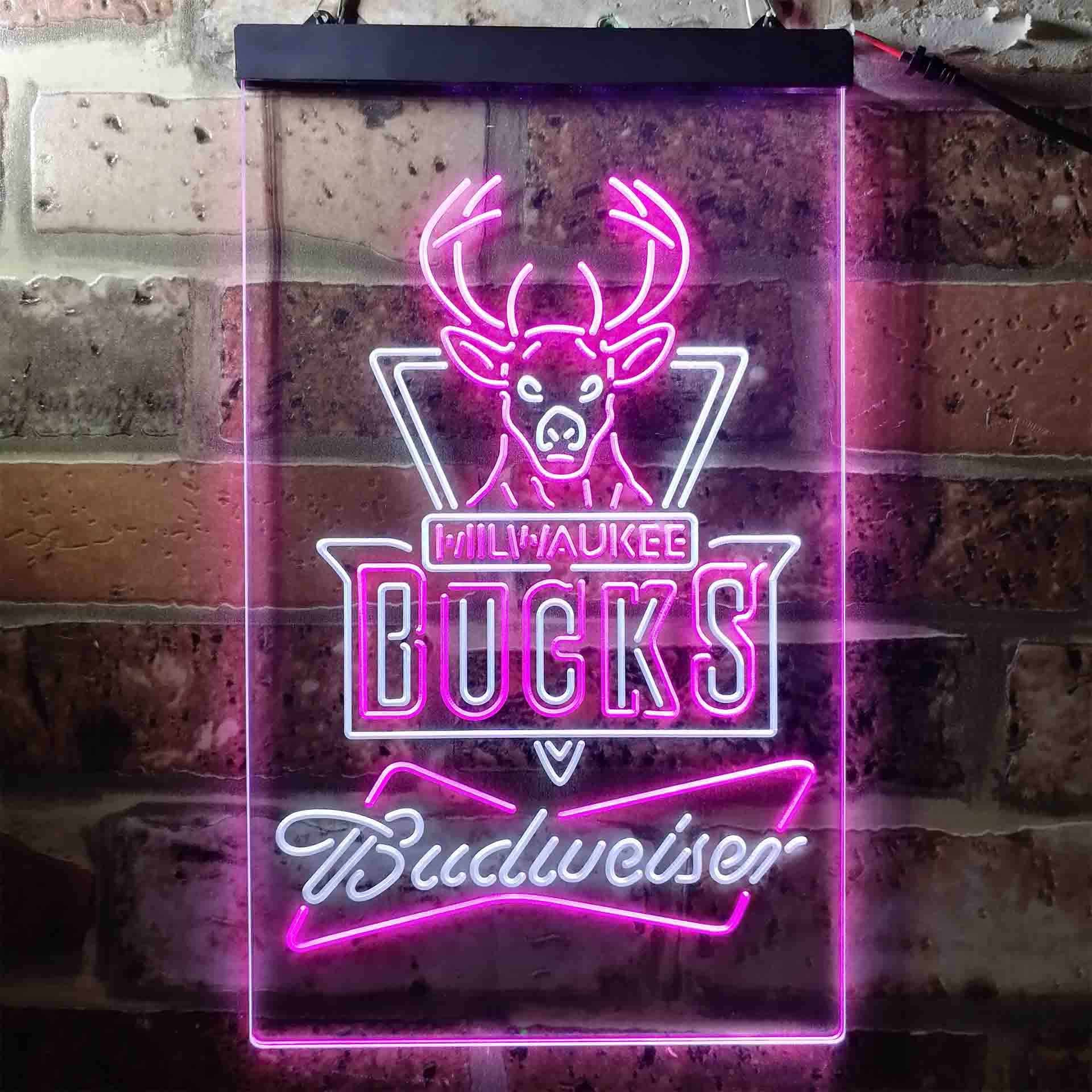 Milwaukee Bucks NBA Budweiser Neon LED Sign