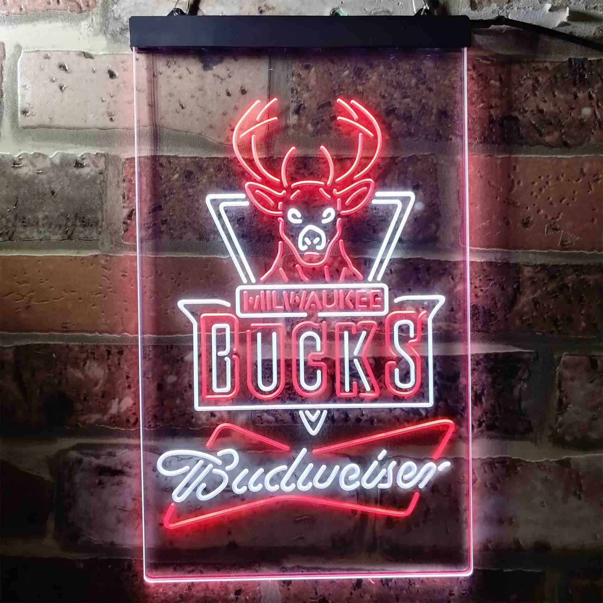 Milwaukee Bucks NBA Budweiser Neon LED Sign