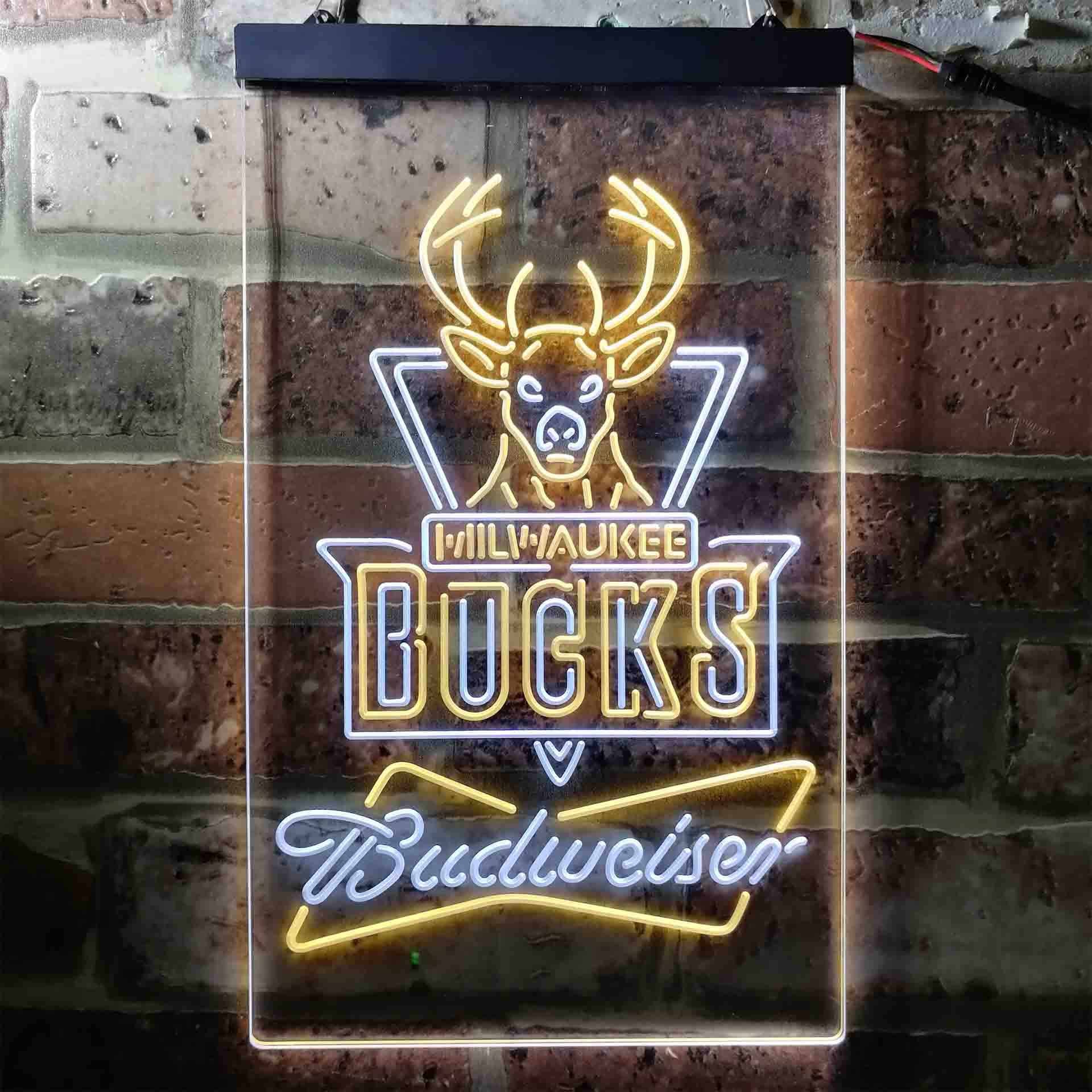 Milwaukee Bucks NBA Budweiser Neon LED Sign