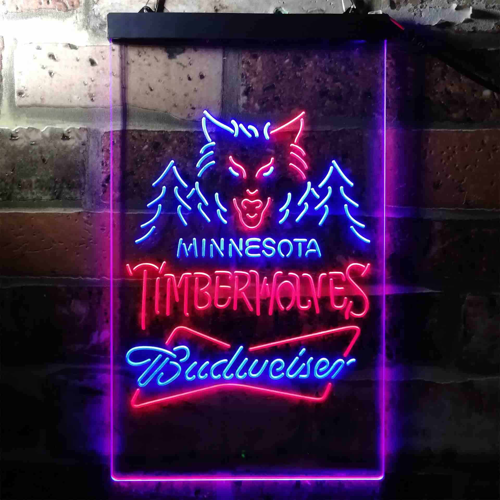 Minnesota Timberwolves NBA Budweiser Neon LED Sign