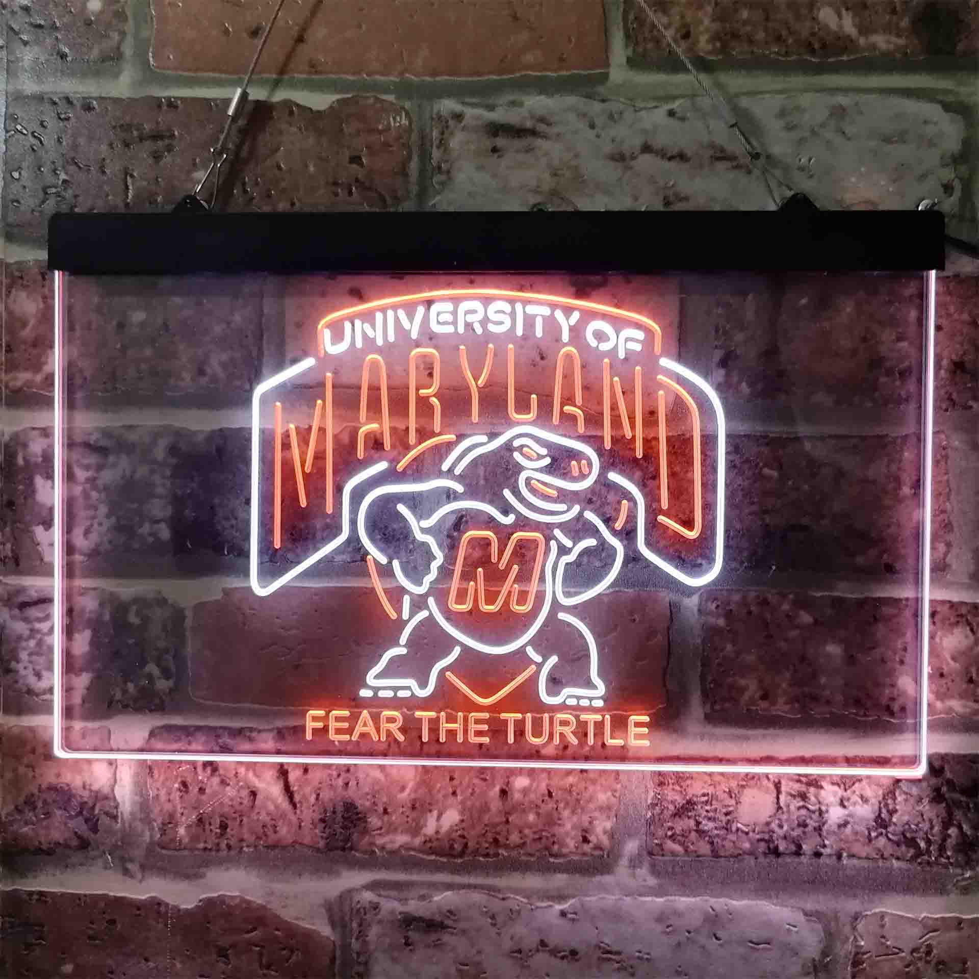 University Football Sport Team Maryland Turtle University NCAA College Football Fear The Turtle Neon LED Sign