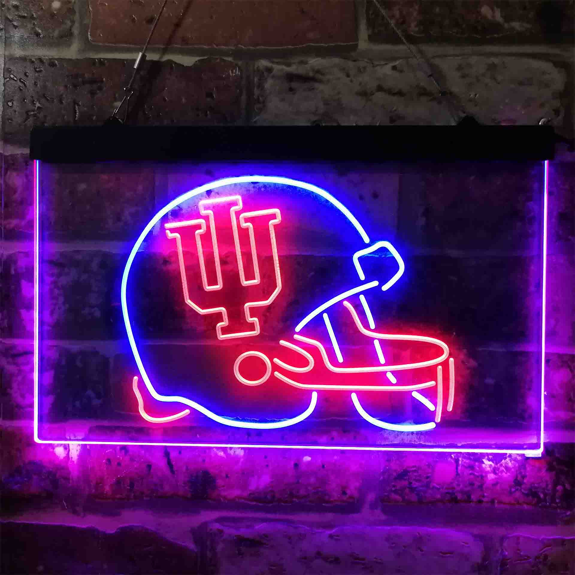 University Football Sport Team Indiana Hoosiers NCAA College Helmet Neon LED Sign