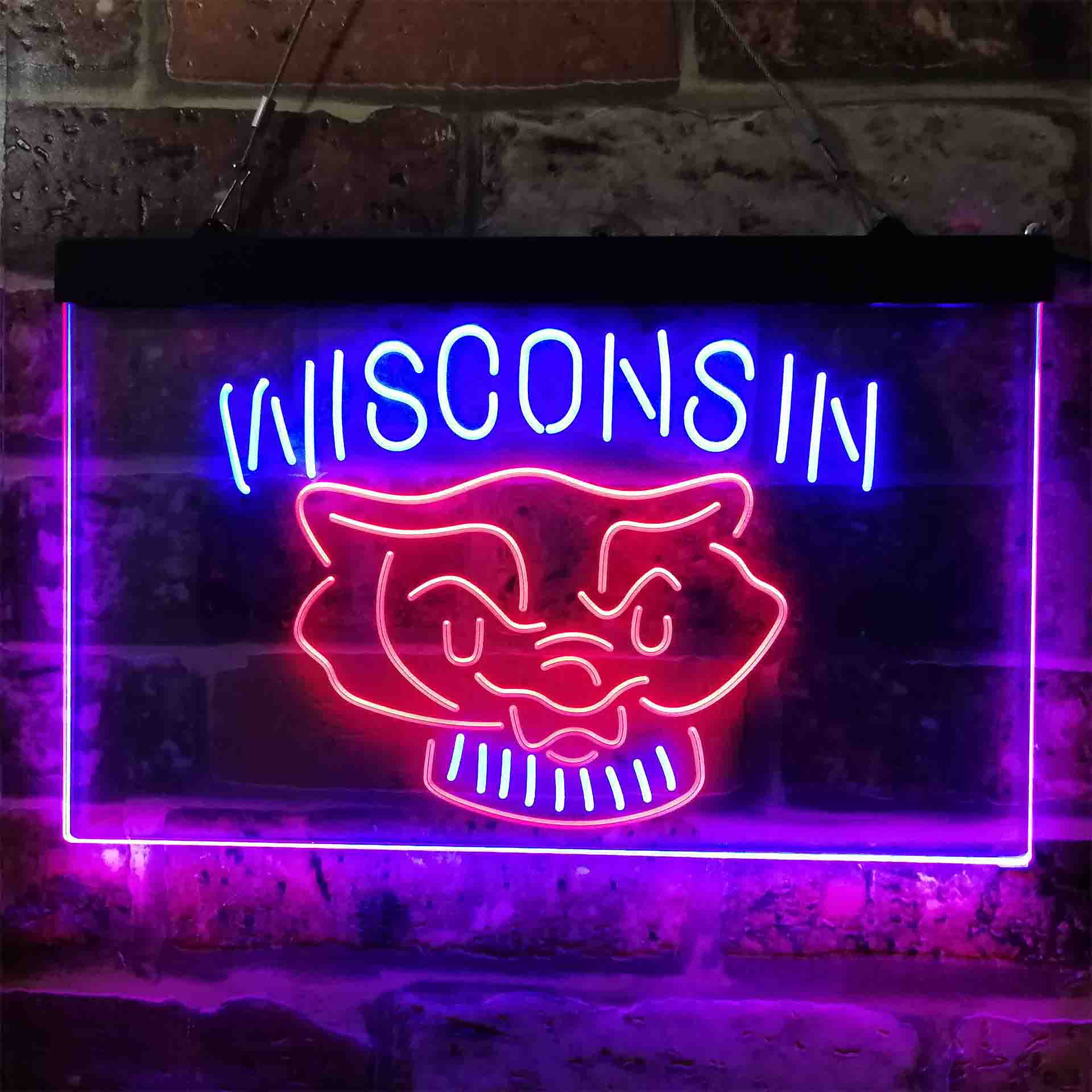 University Football Sport Team Wisconsin University Badgers NCAA College Neon LED Sign