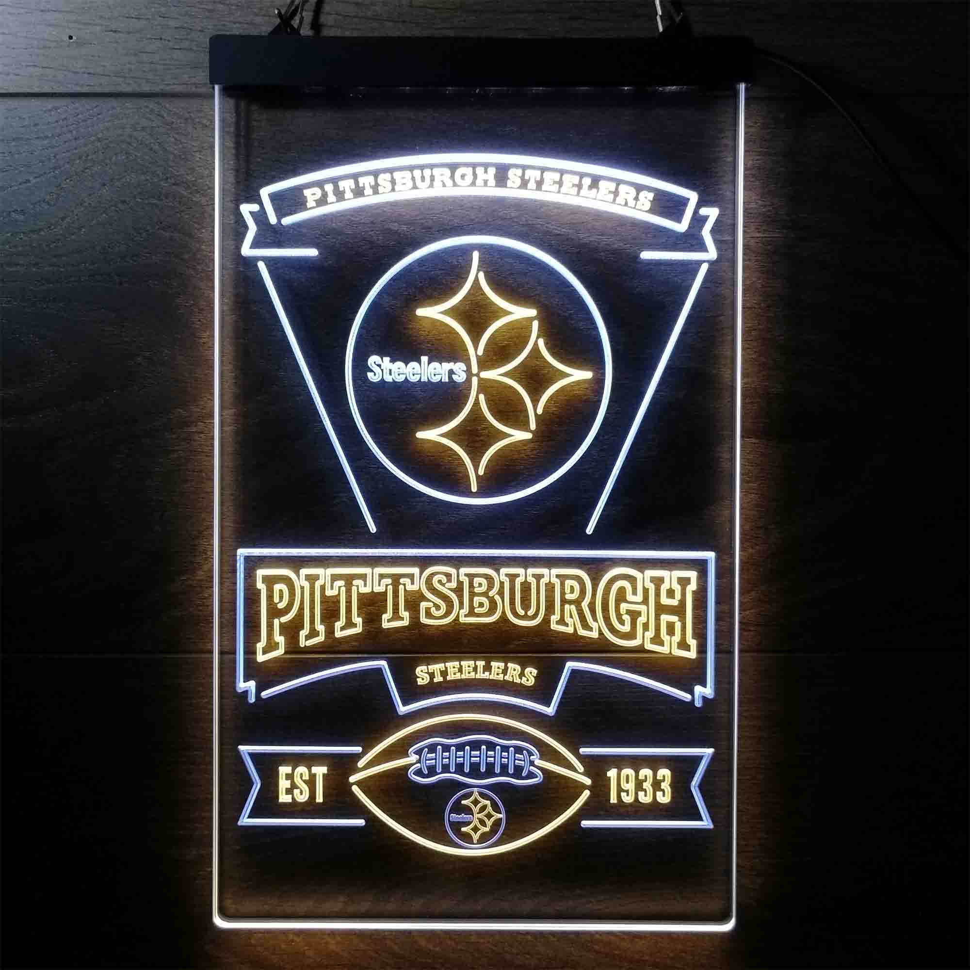 Pittsburgh Steelers EST 1933 Neon LED Sign