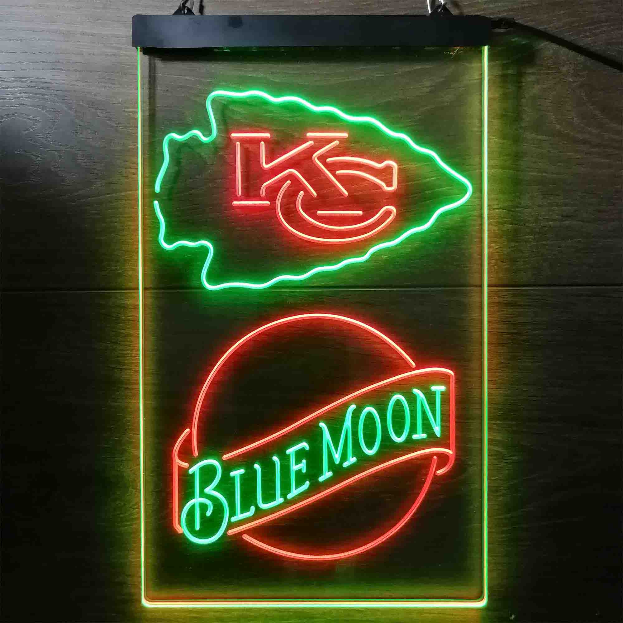 Kansas City Chiefs Blue Moon Neon LED Sign