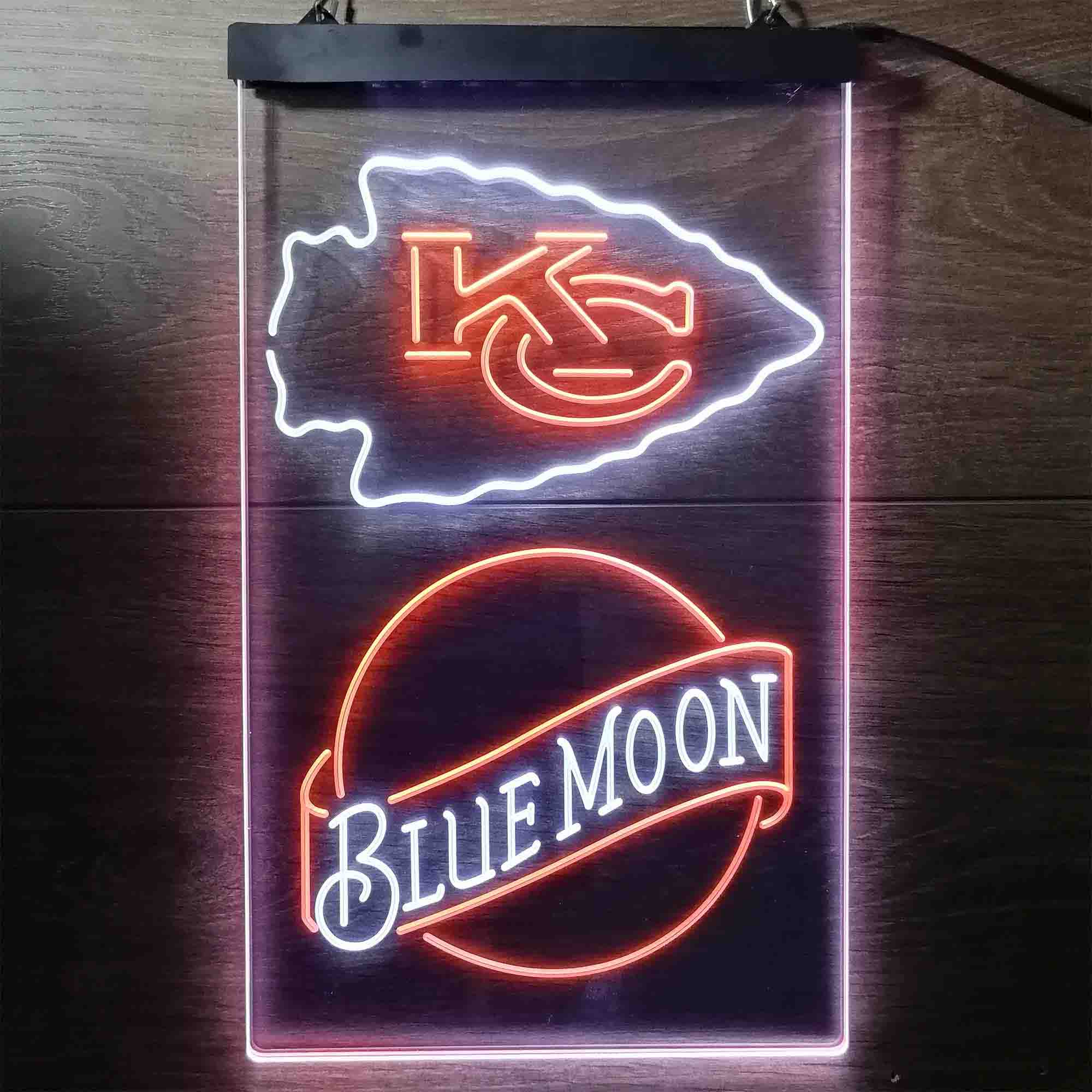 Kansas City Chiefs Blue Moon Neon LED Sign