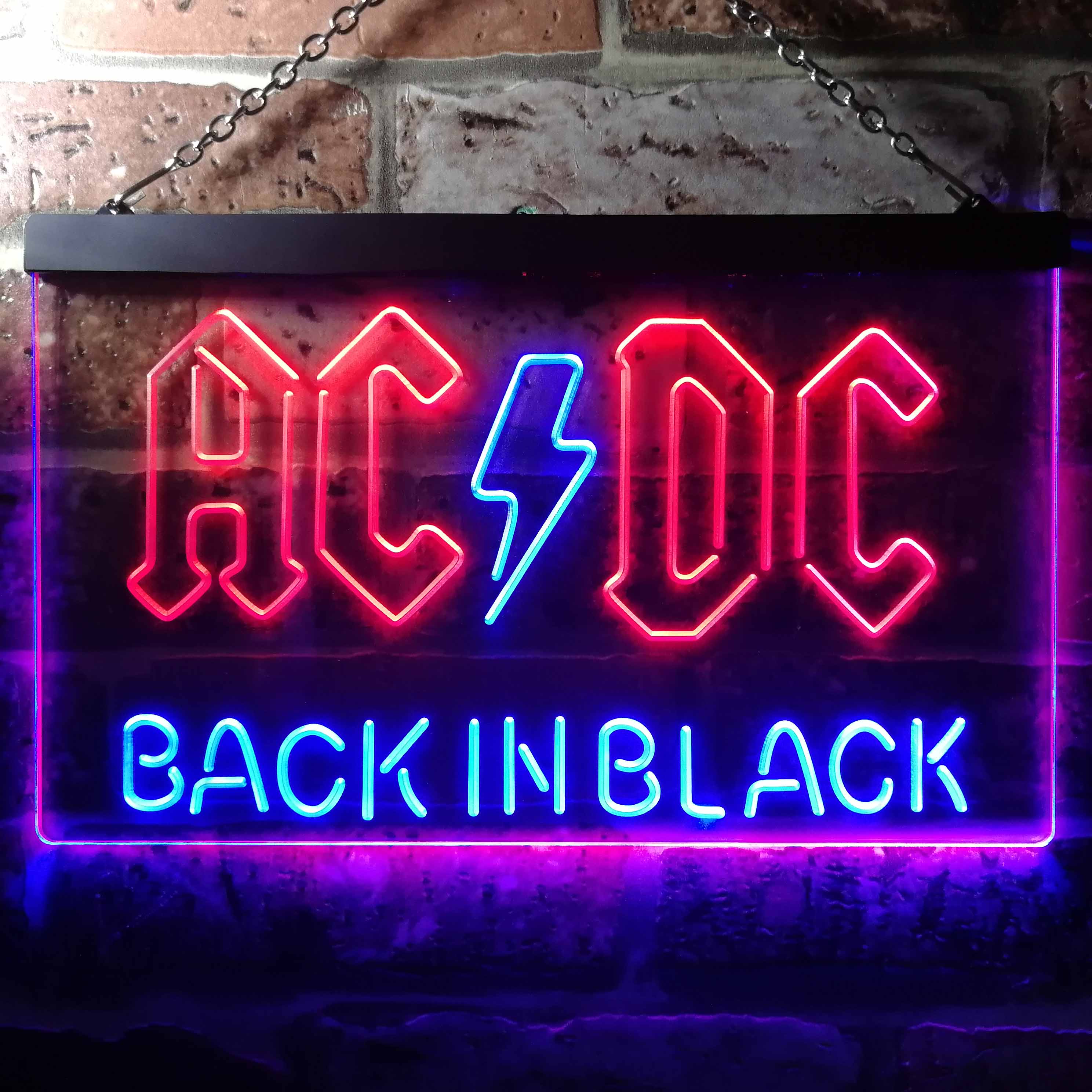 ACDC Back In Black Music Band Neon LED Sign