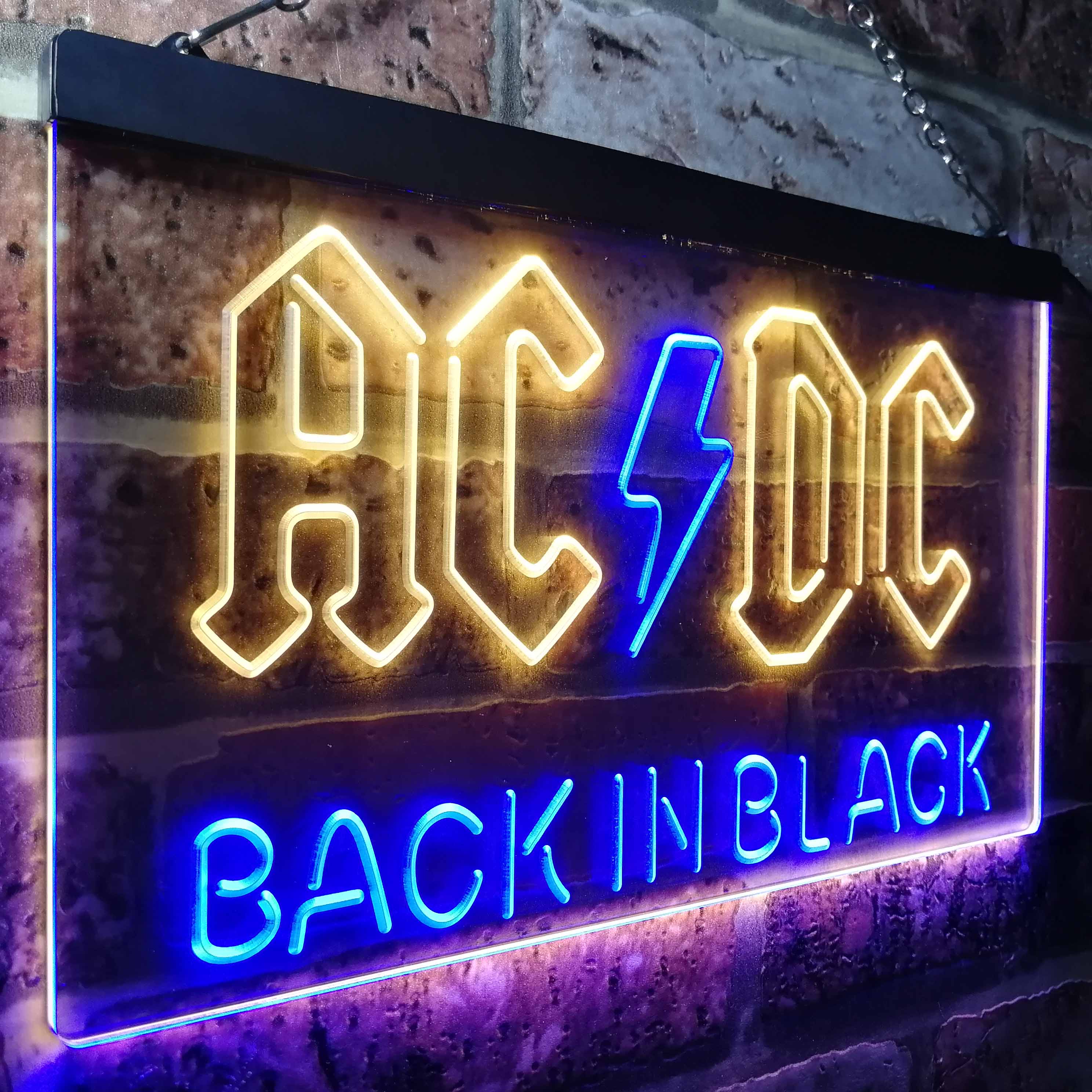 ACDC Back In Black Music Band Neon LED Sign