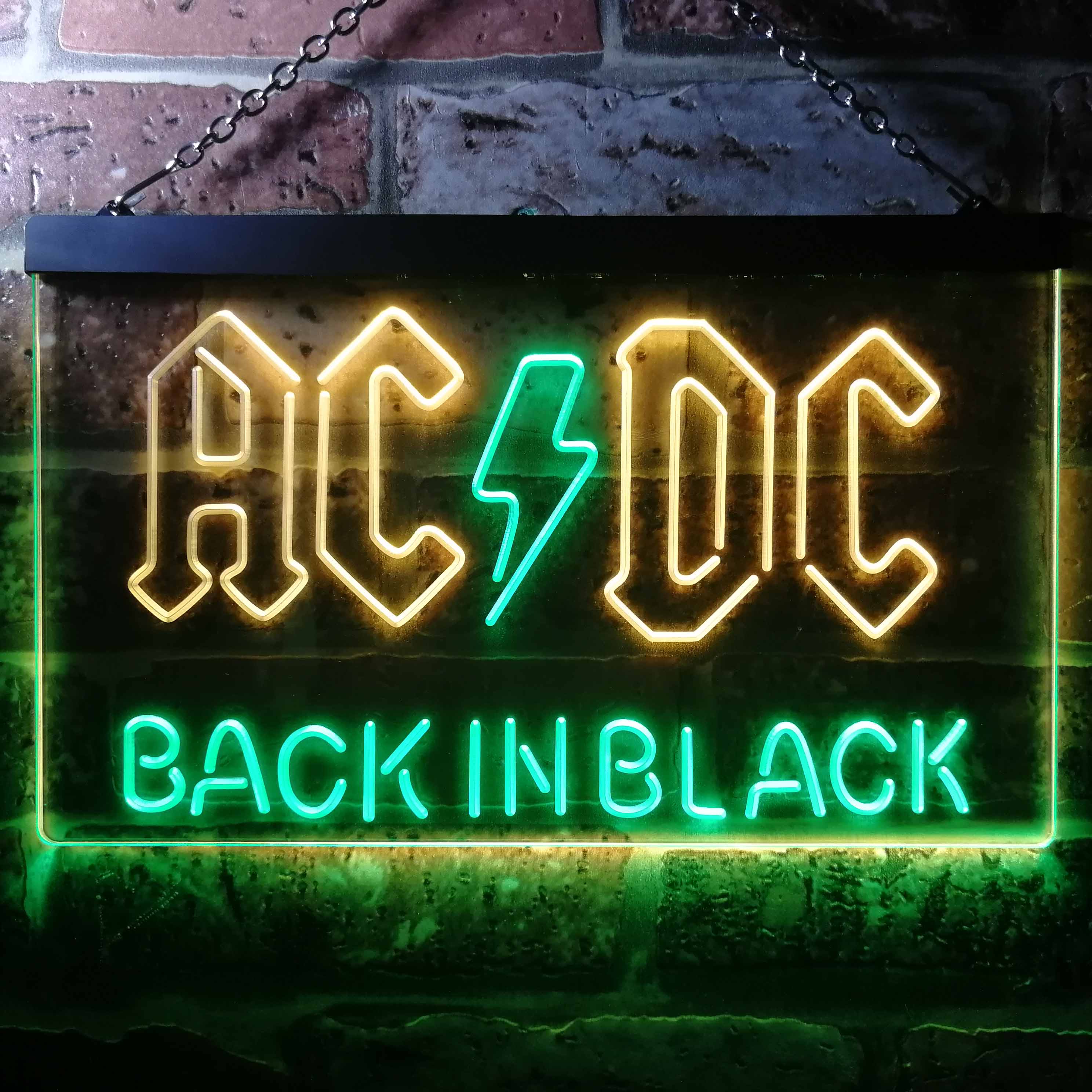 ACDC Back In Black Music Band Neon LED Sign