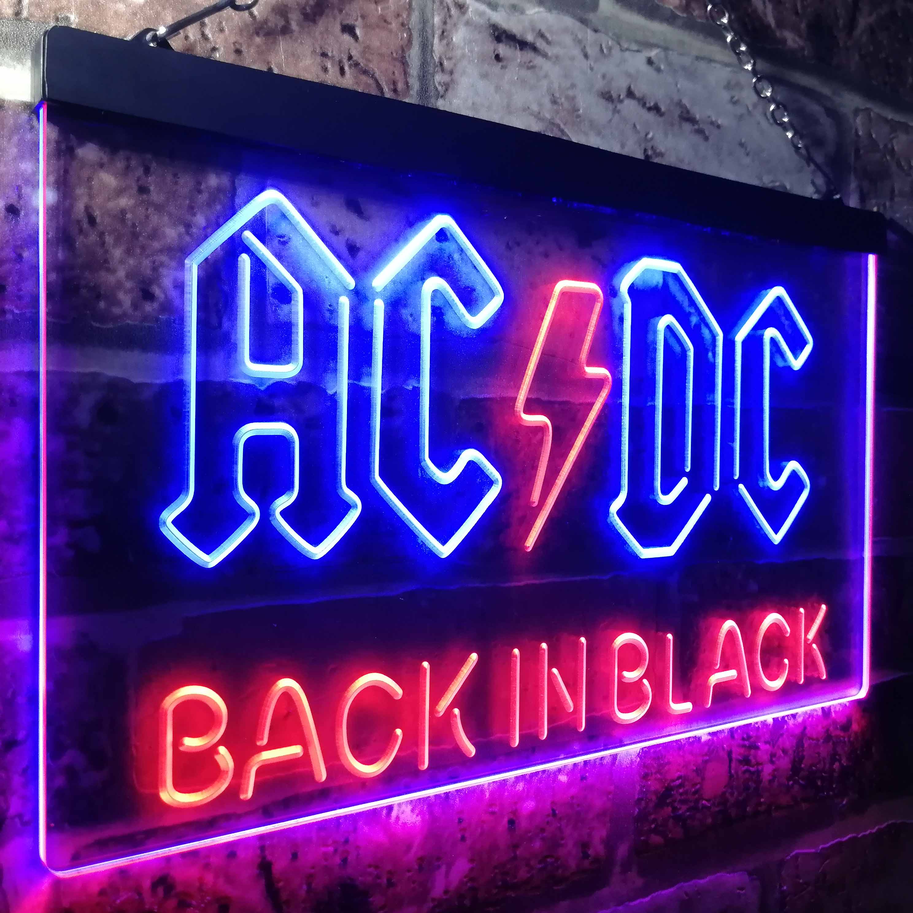 ACDC Back In Black Music Band Neon LED Sign