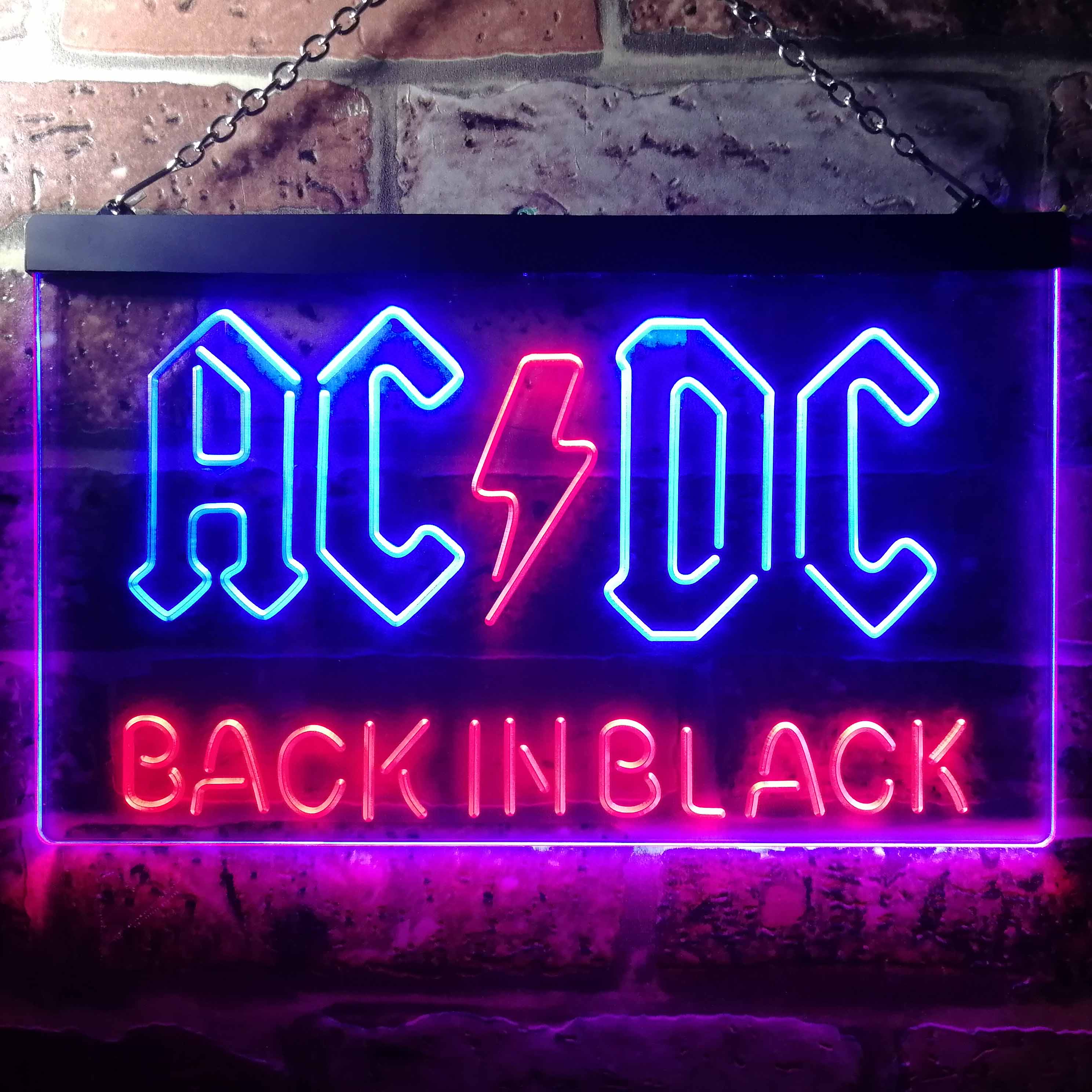 ACDC Back In Black Music Band Neon LED Sign