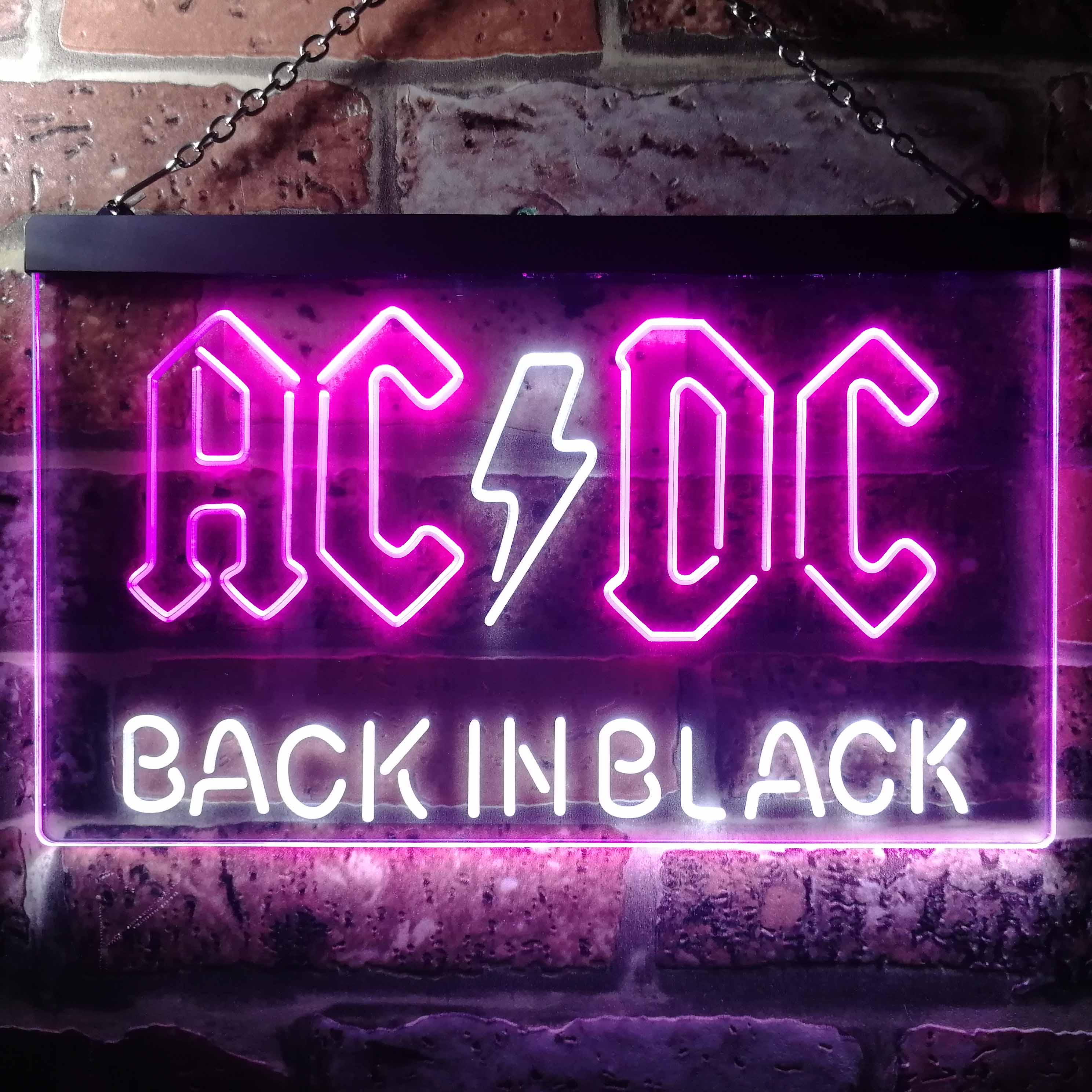 ACDC Back In Black Music Band Neon LED Sign