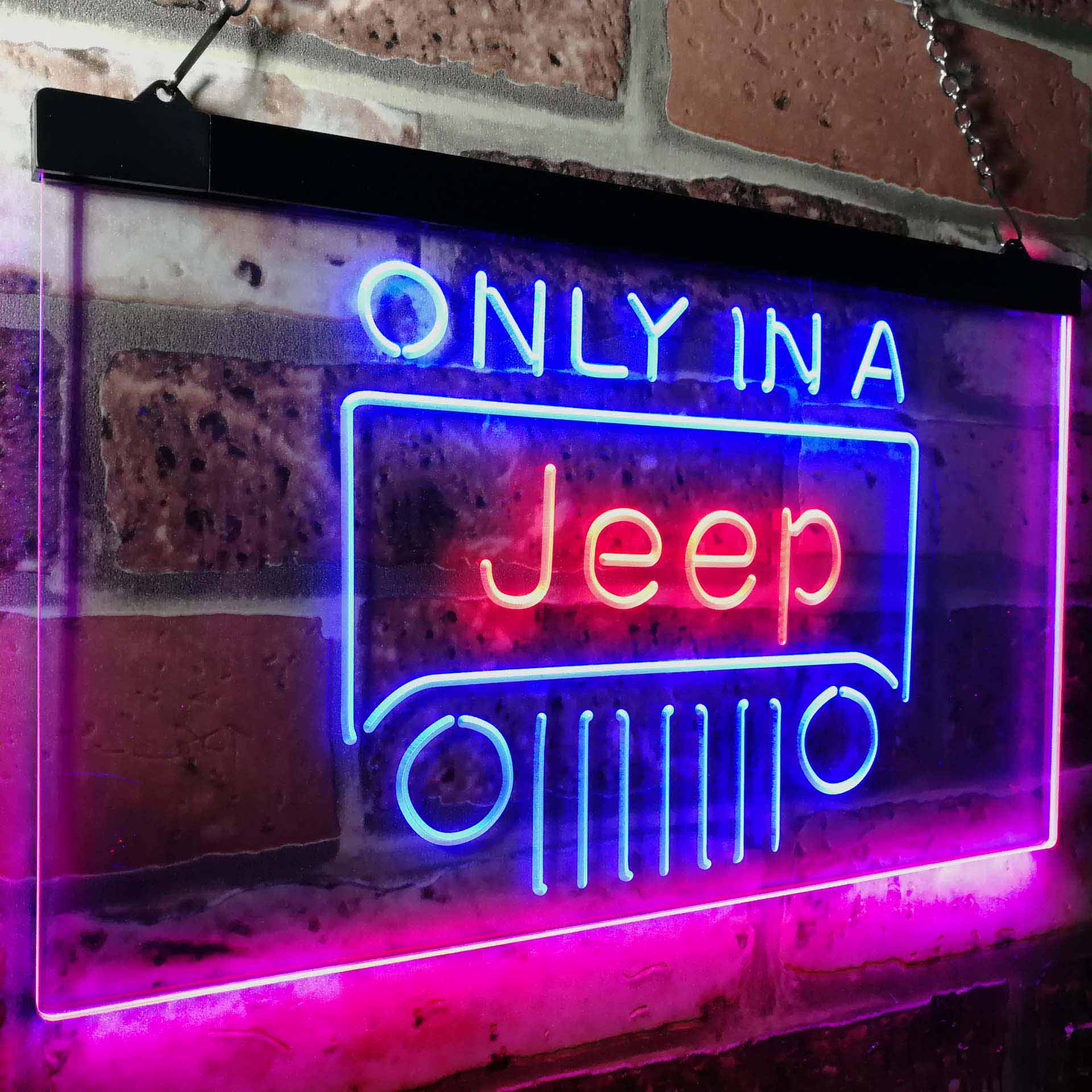 Only in a Jeep Beer Garage Neon LED Sign