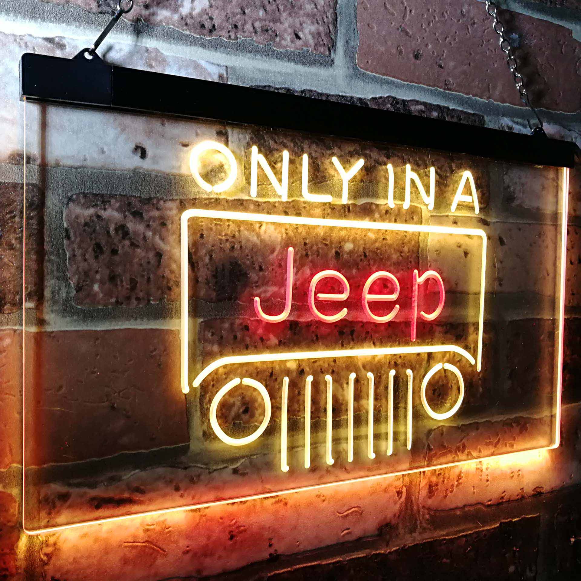 Only in a Jeep Beer Garage Neon LED Sign