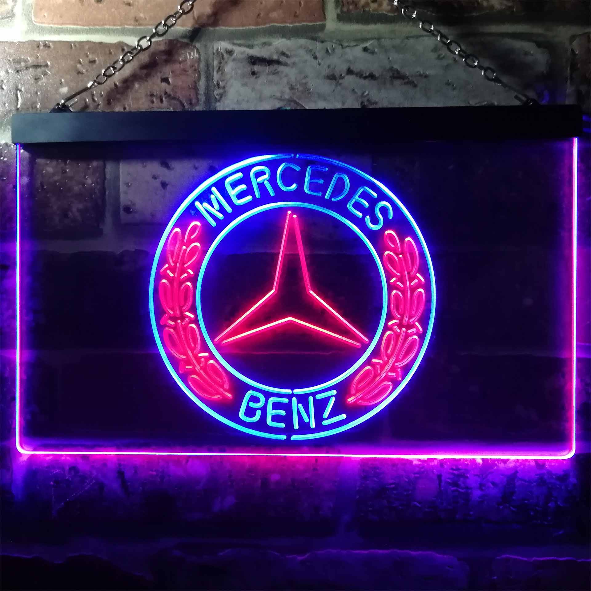 Neon LED logo of mercedes